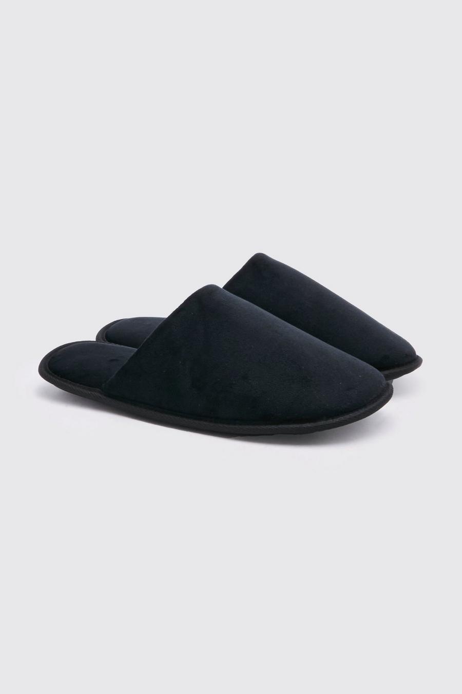 Pantofole a punta chiusa in velours, Black nero