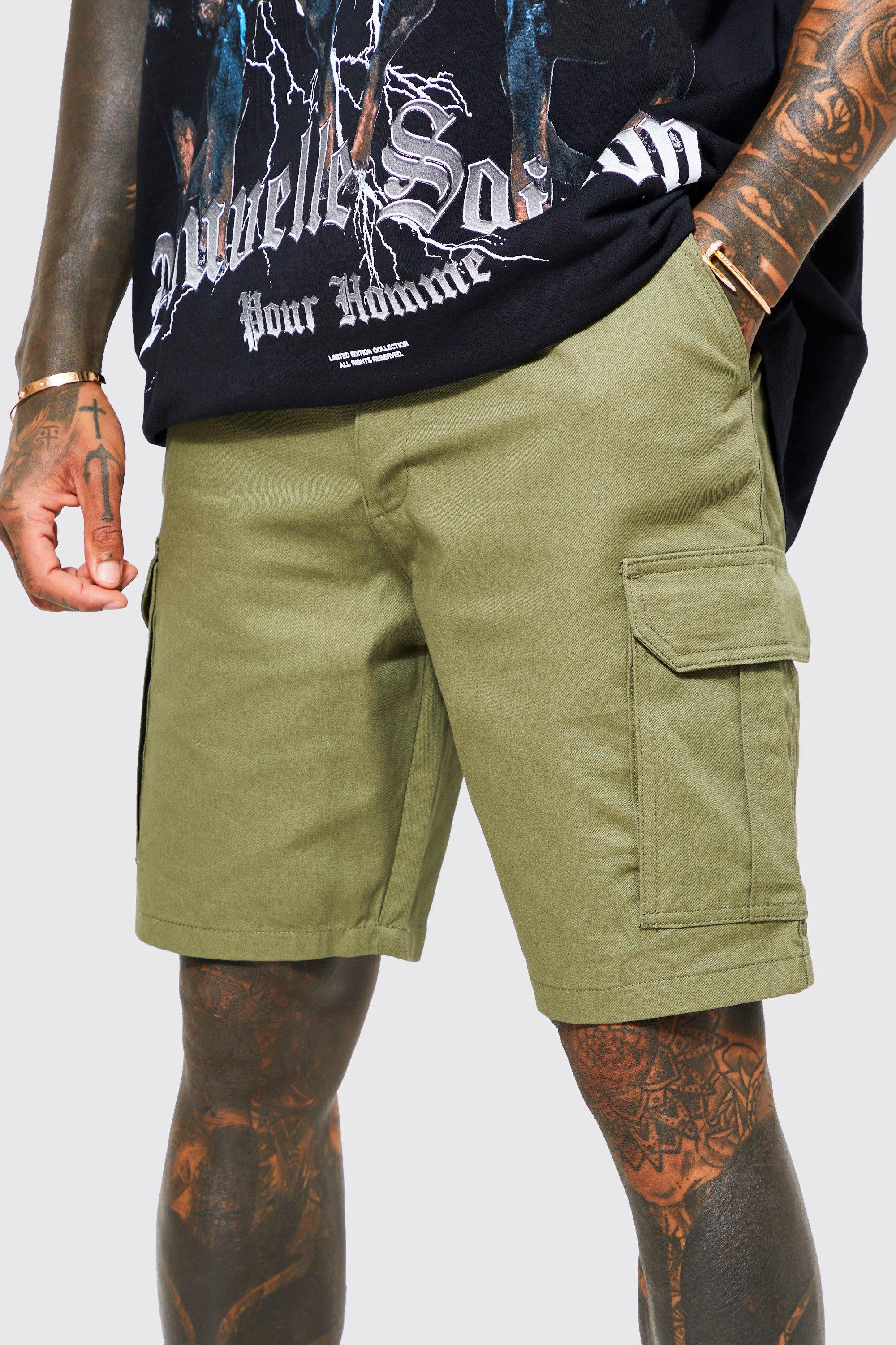 Mujer Ropa de Shorts de Bermudas cargo Pantalón Corto Tall Cargo Con Cintura Fija Boohoo de Denim de color Verde 