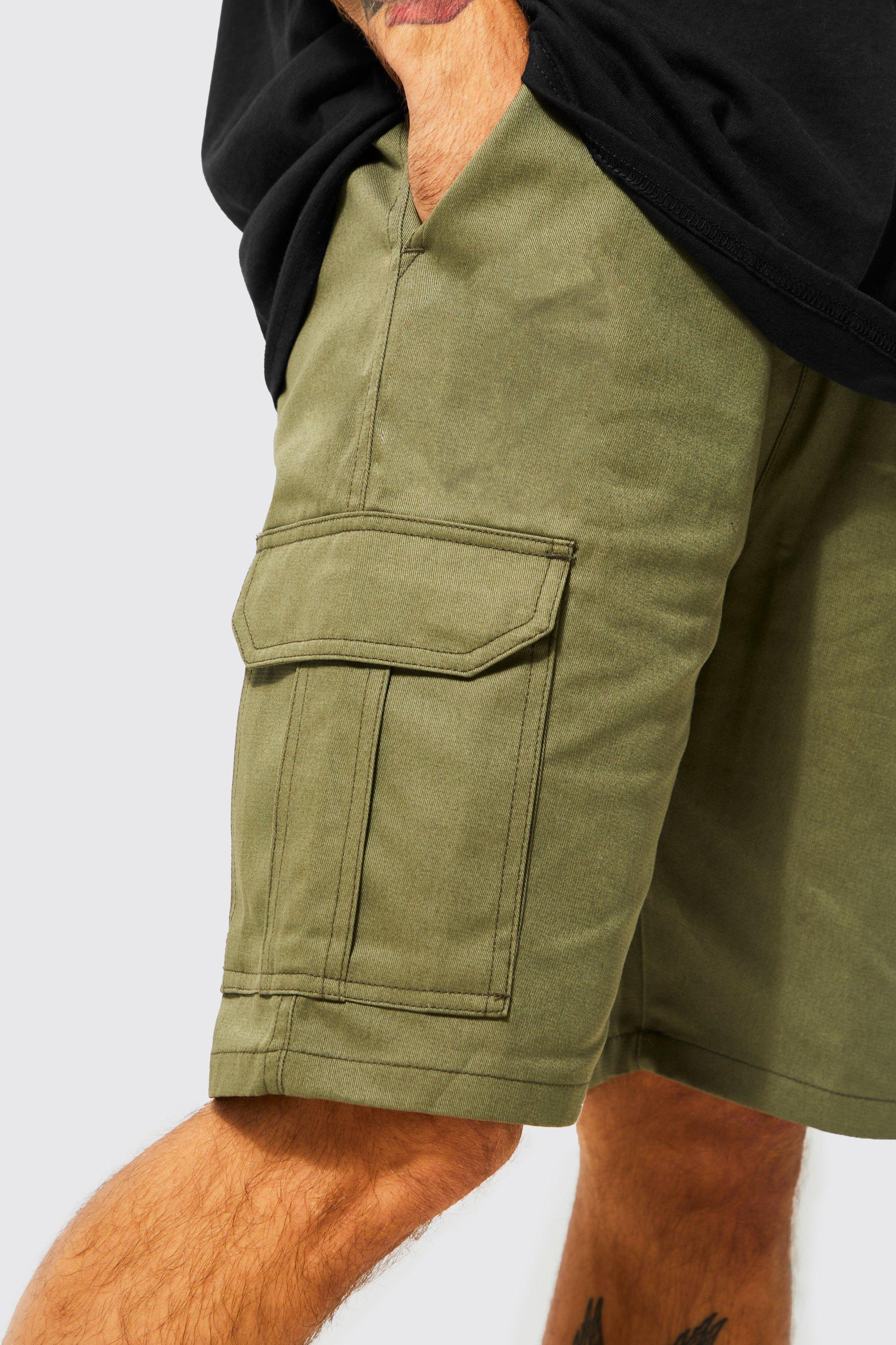 Khaki shorts store with elastic waistband