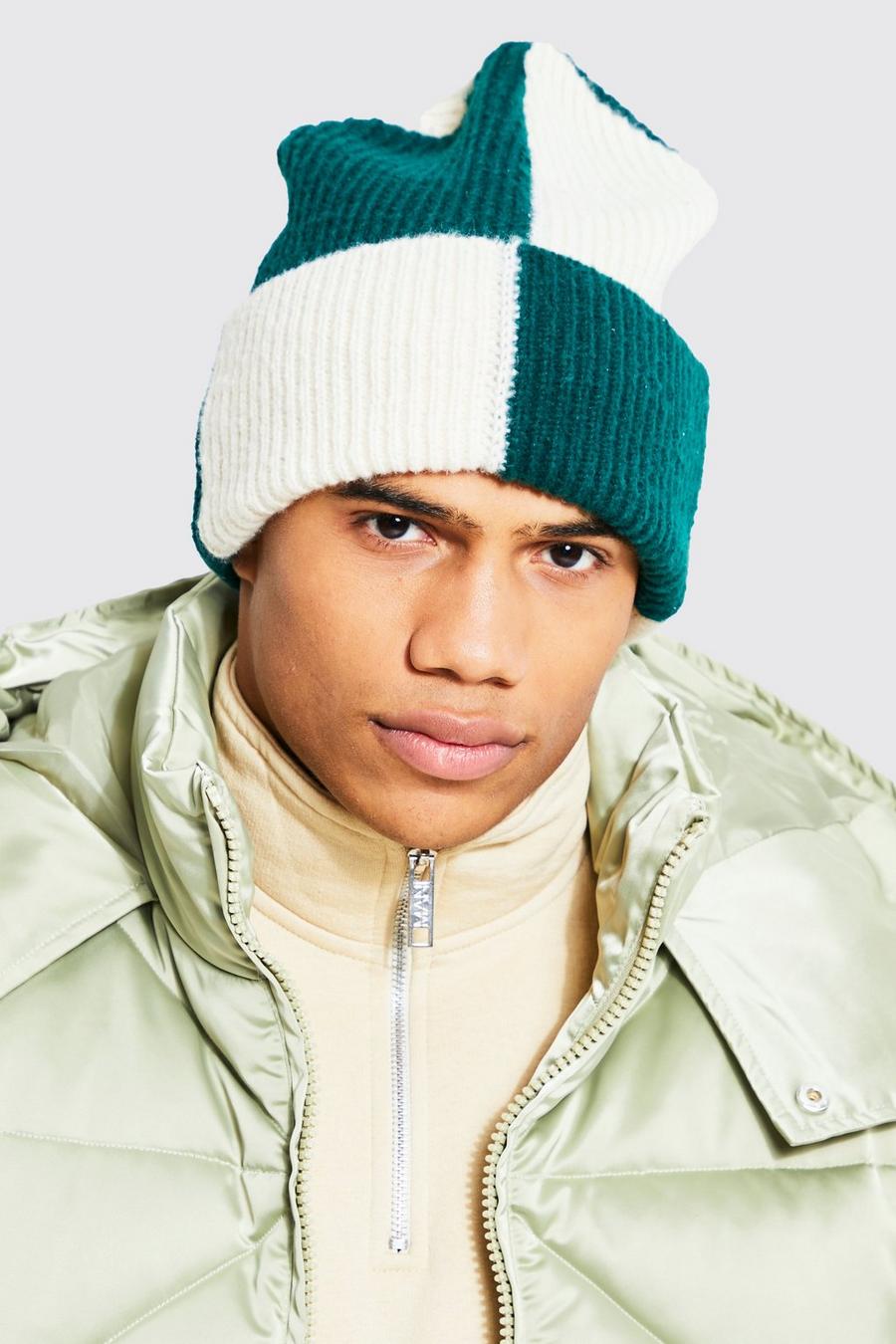 Green verde Colour Block Oversized Beanie image number 1