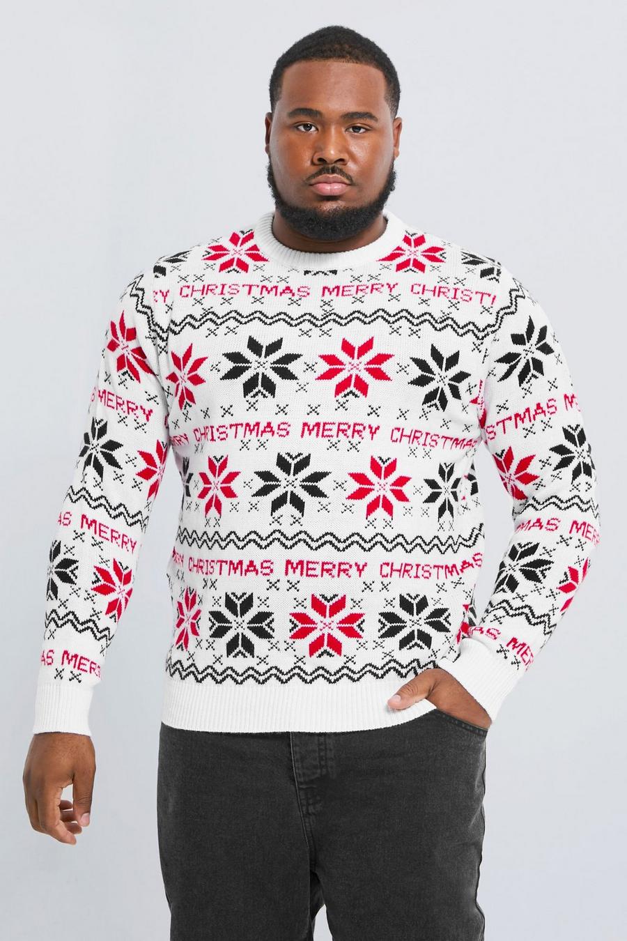 White Plus Merry Christmas Fair Isle Sweater