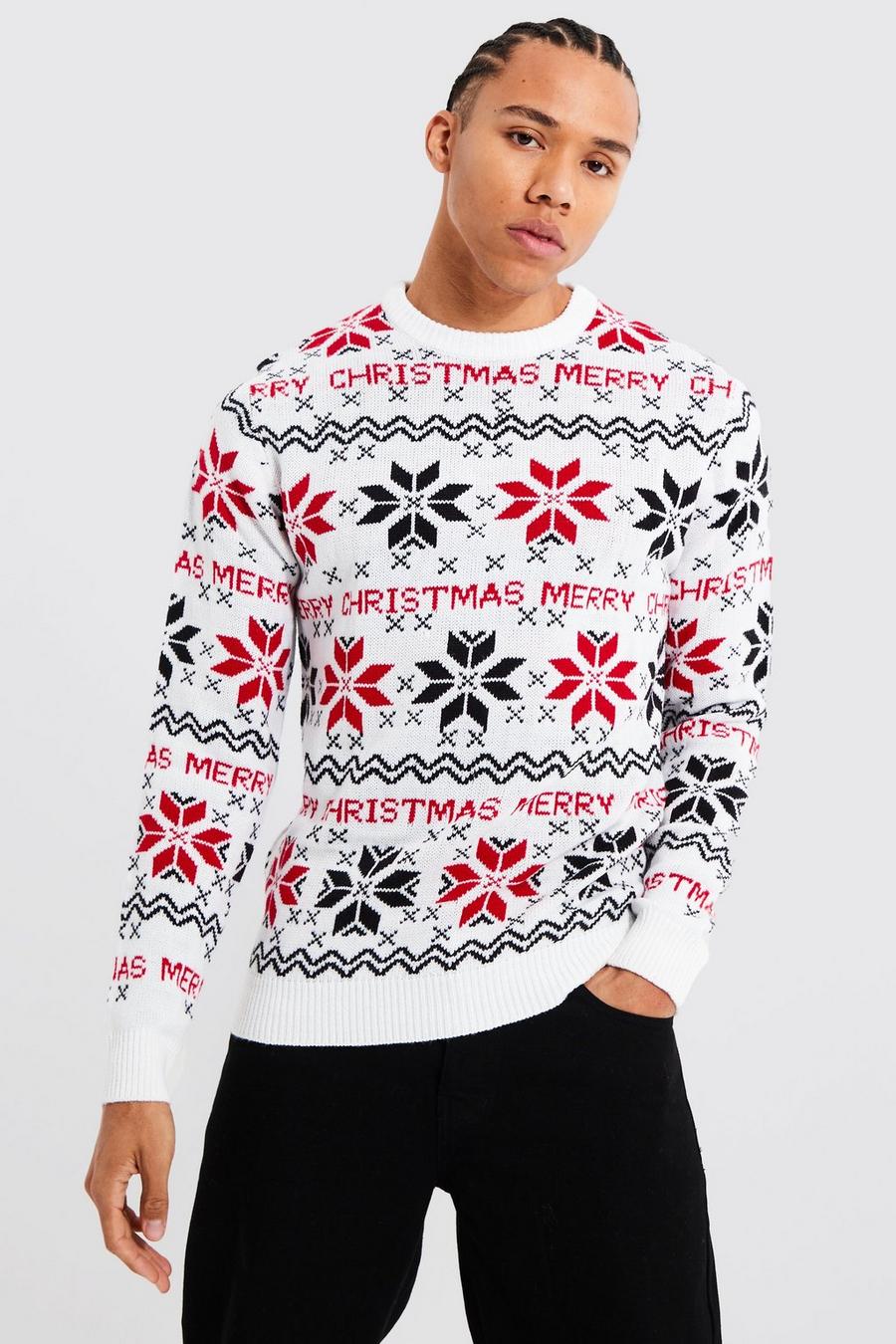 Tall Merry Christmas Pullover, White