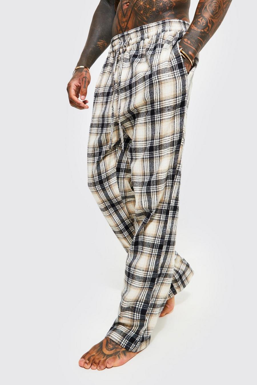Stone Woven Check Loungewear Pants image number 1