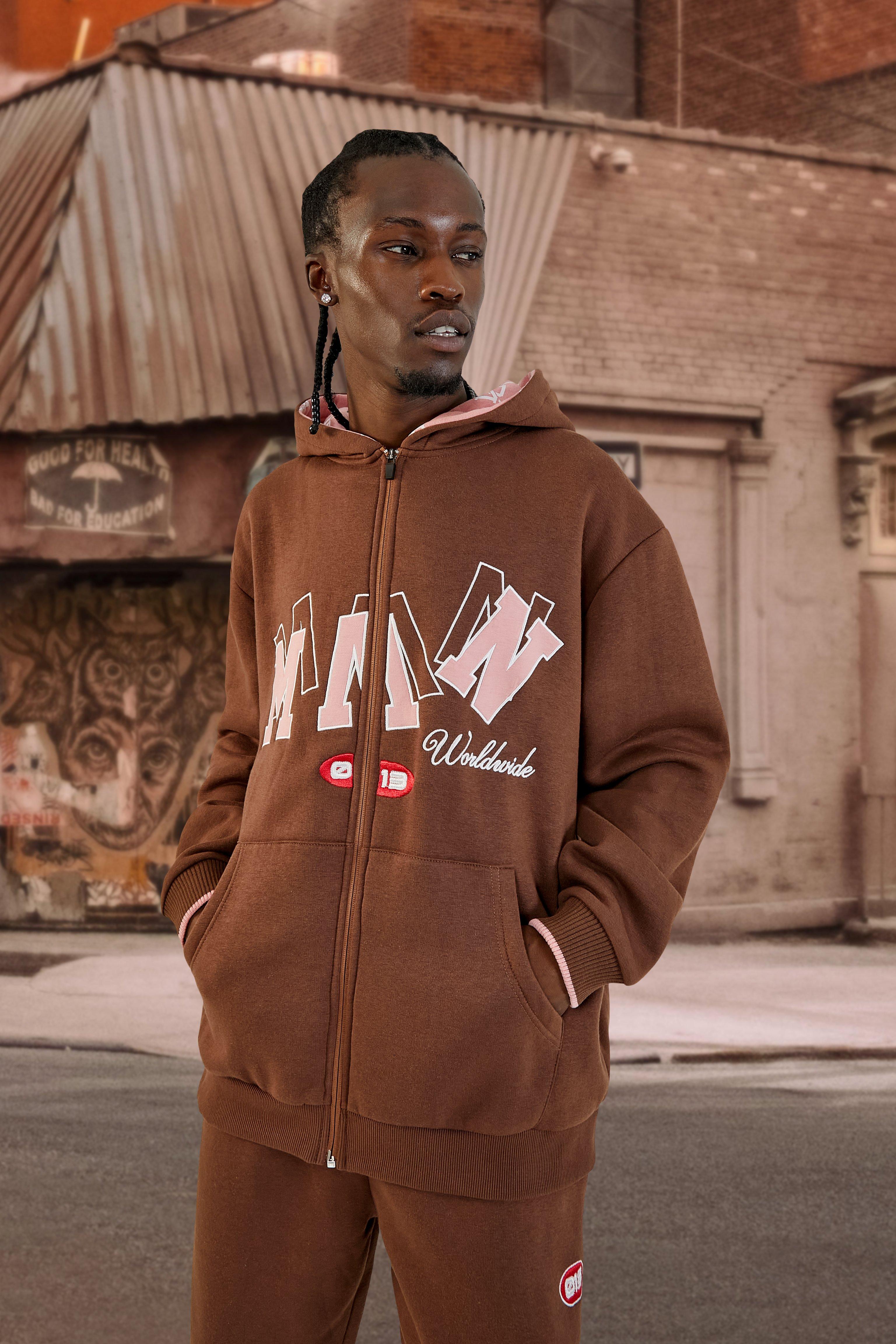 Felpa oversize con grafica zip e cappuccio