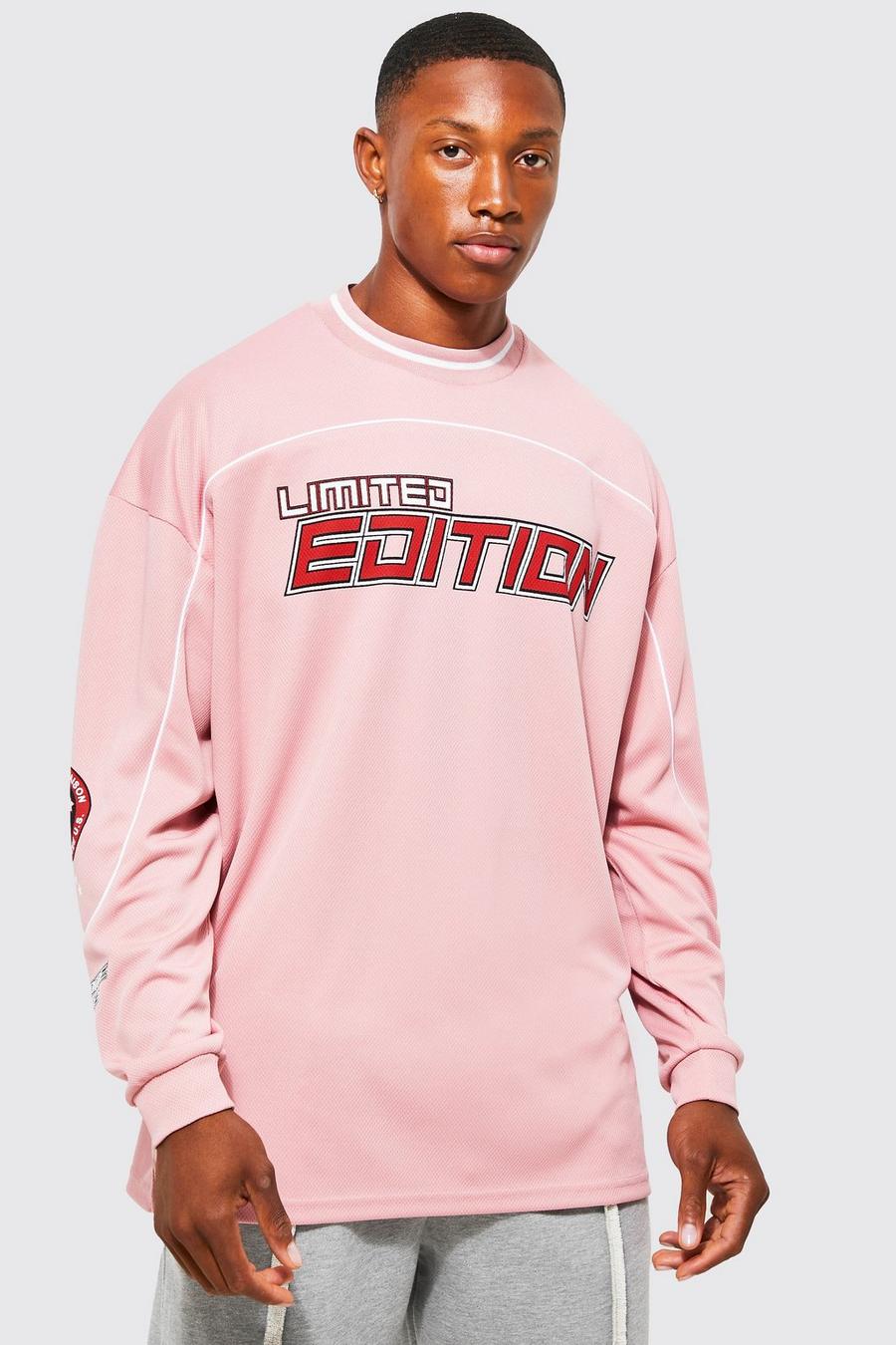 T-shirt oversize en mesh à manches longues, Pink image number 1