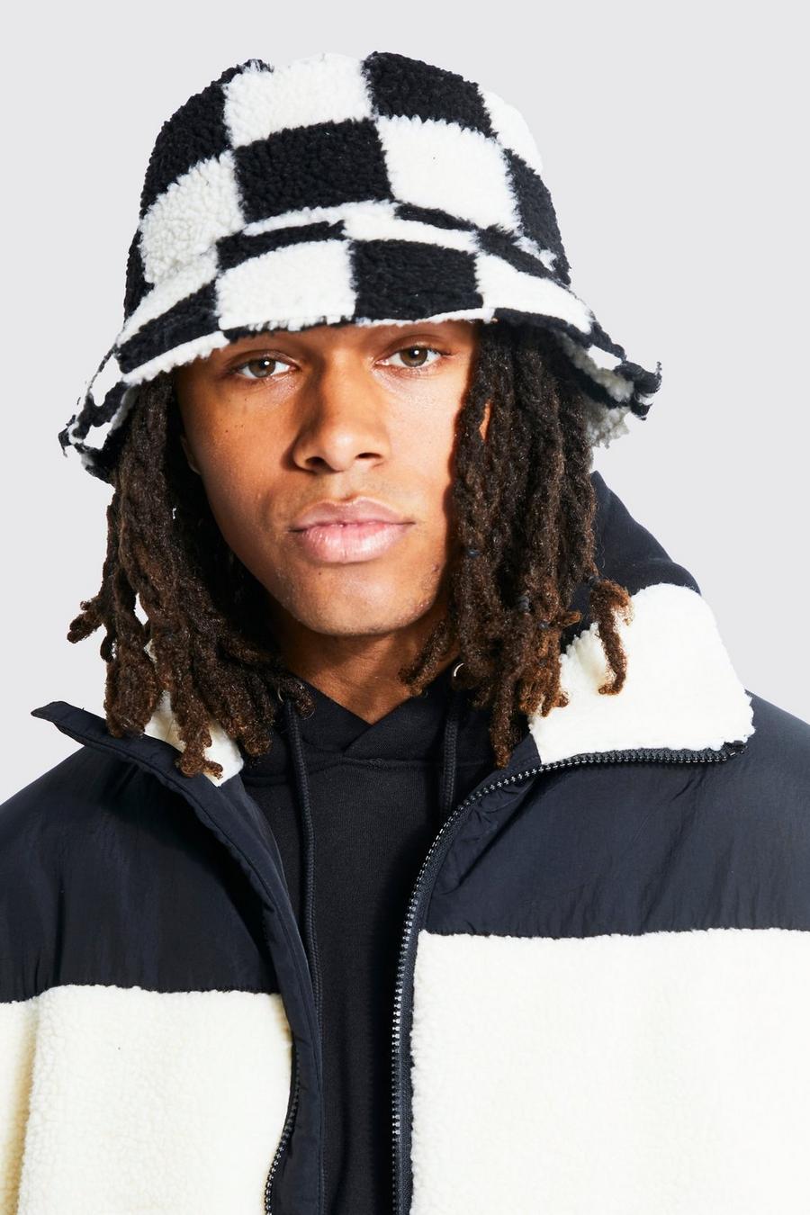 Black Borg Checked Bucket Hat  image number 1