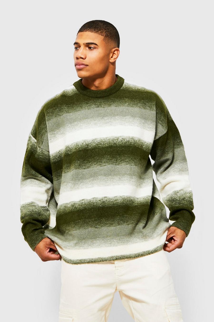 Sage green Oversized Brushed Ombre Knitted Jumper 