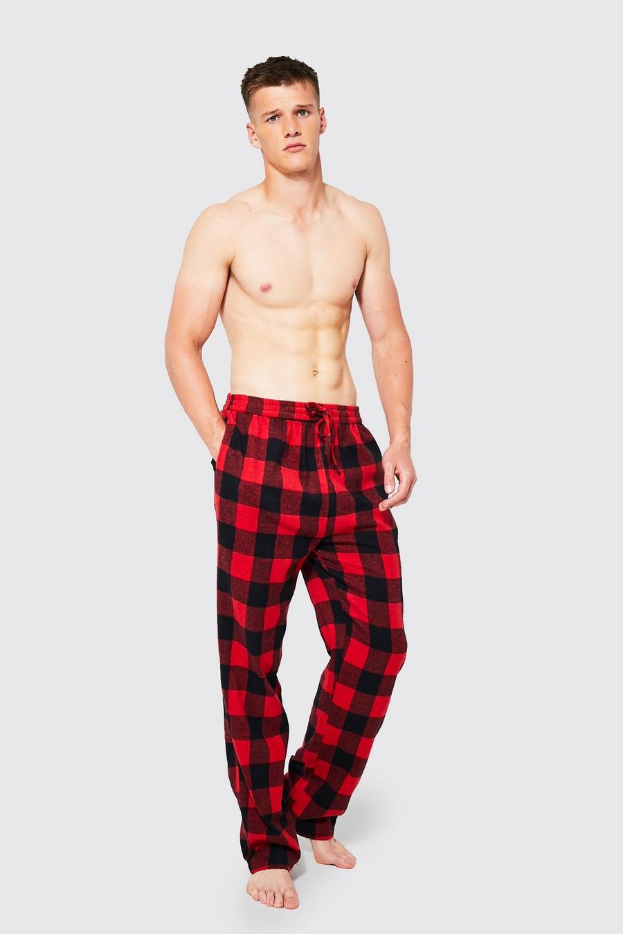 Red Tall Woven Check Loungewear Pants image number 1