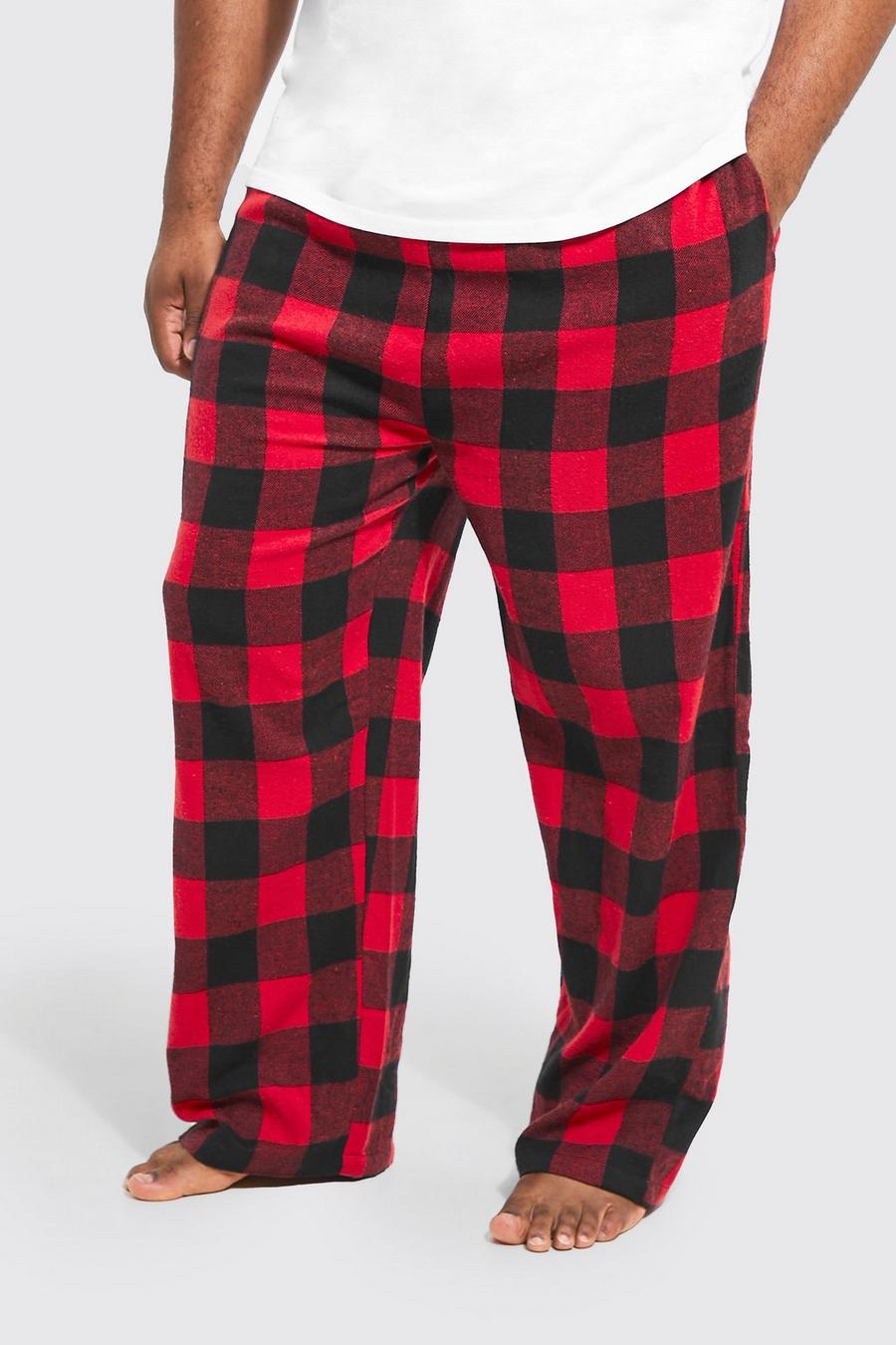 Pantalones Plus para estar en casa de tela con estampado de cuadros, Red rosso