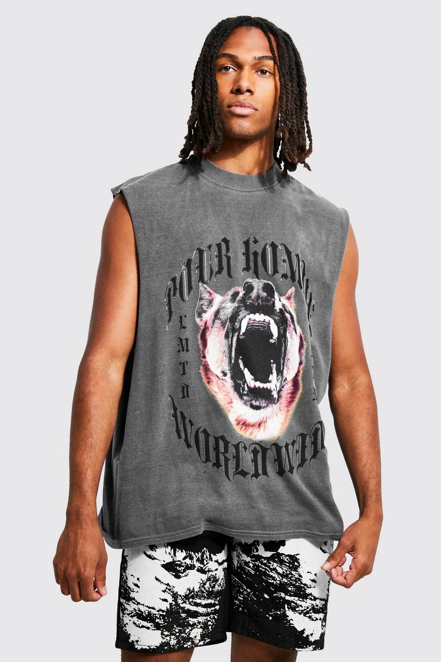Oversize Tanktop mit Homme-Print, Charcoal image number 1