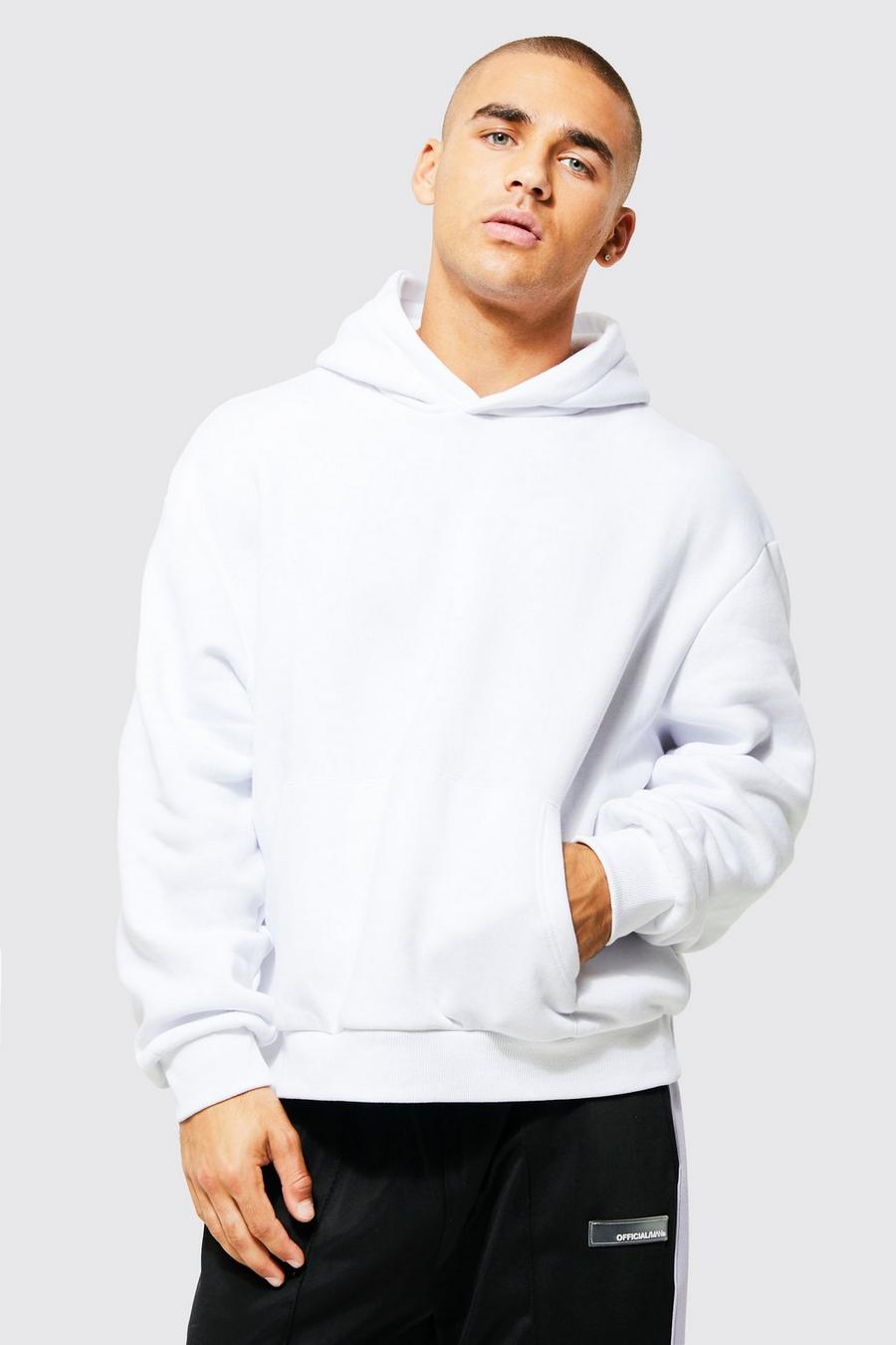 White Boxy Fit Over The Head Hoodie image number 1