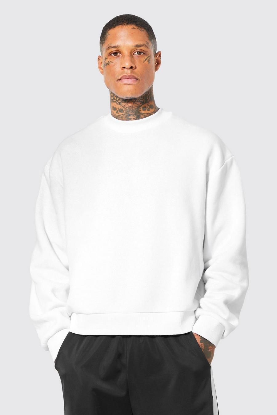 White Boxy Fit Extended Neck Sweatshirt image number 1