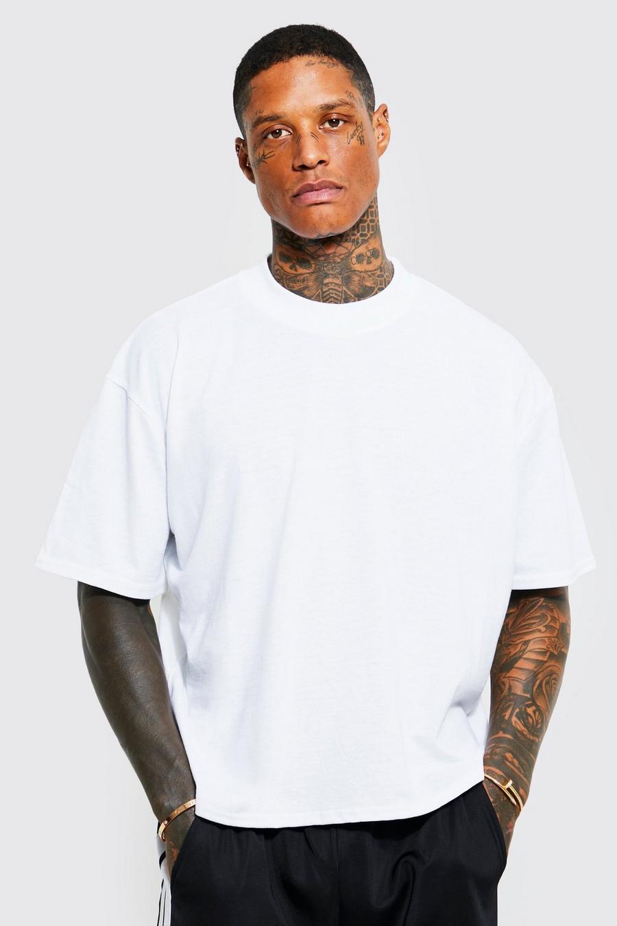 White Boxy Fit Extended Neck T-shirt image number 1