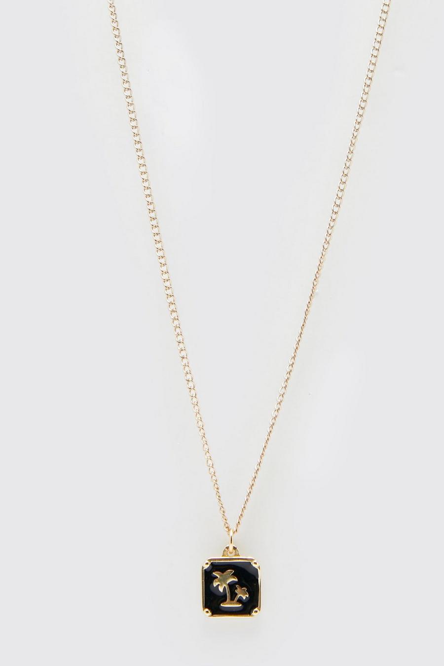 Halskette mit Palmen-Anhänger, Gold image number 1