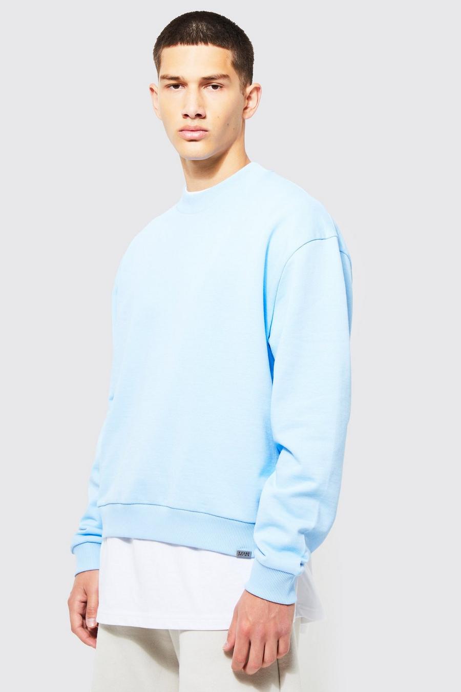 Light blue blå Sweatshirt i boxig modell