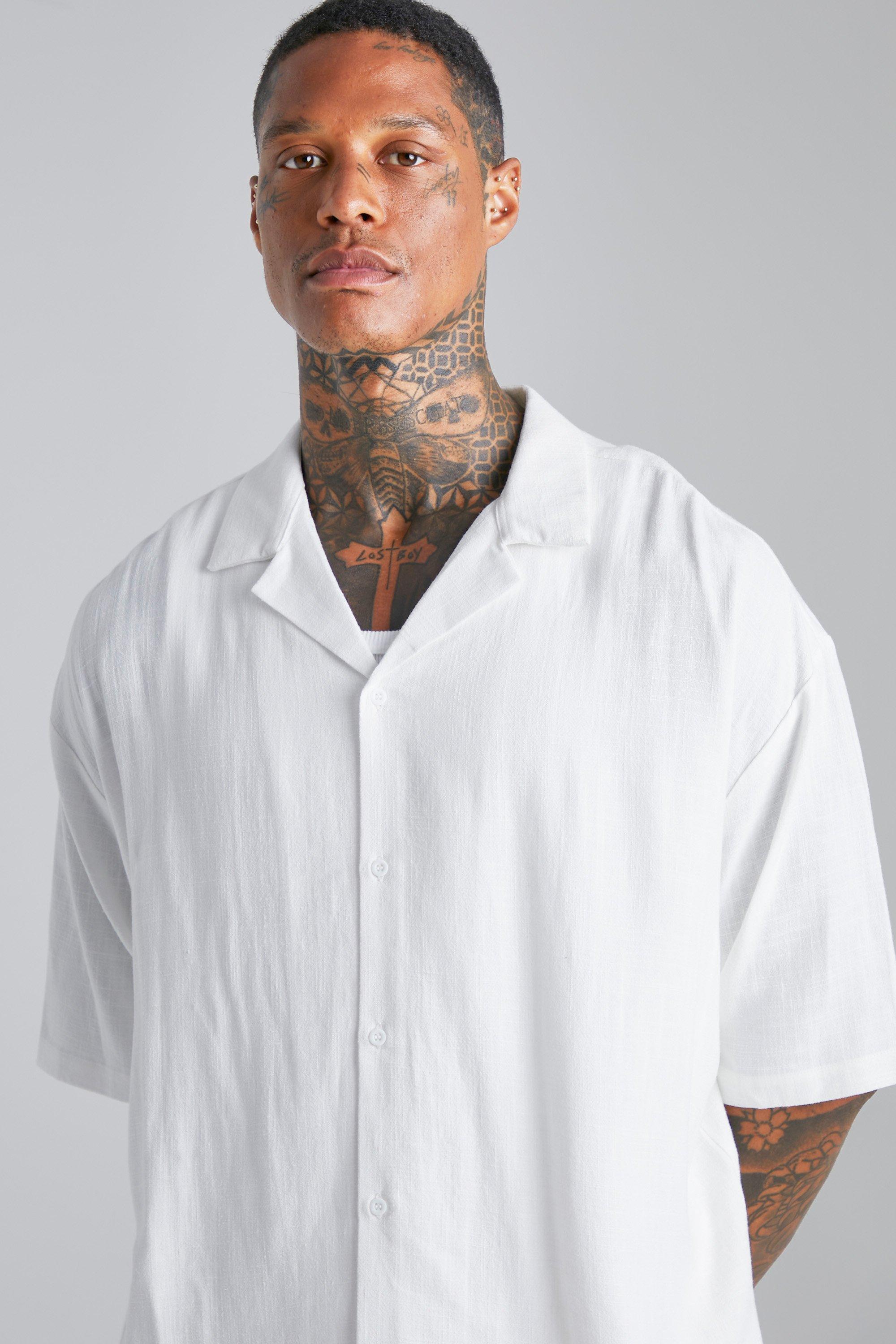 Mens oversized short sleeve on sale shirt