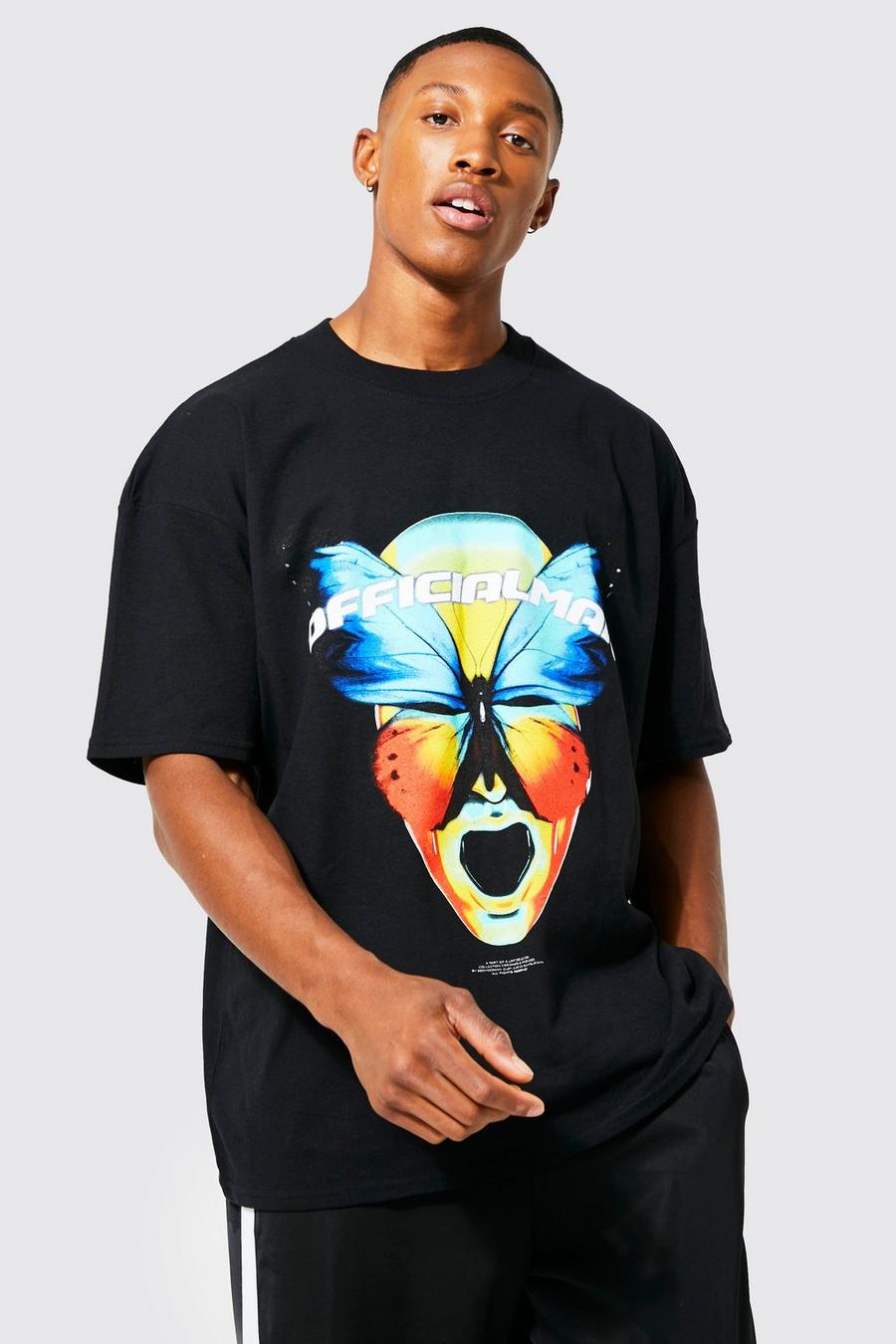 Black Oversized Official Man Butterfly T-shirt image number 1
