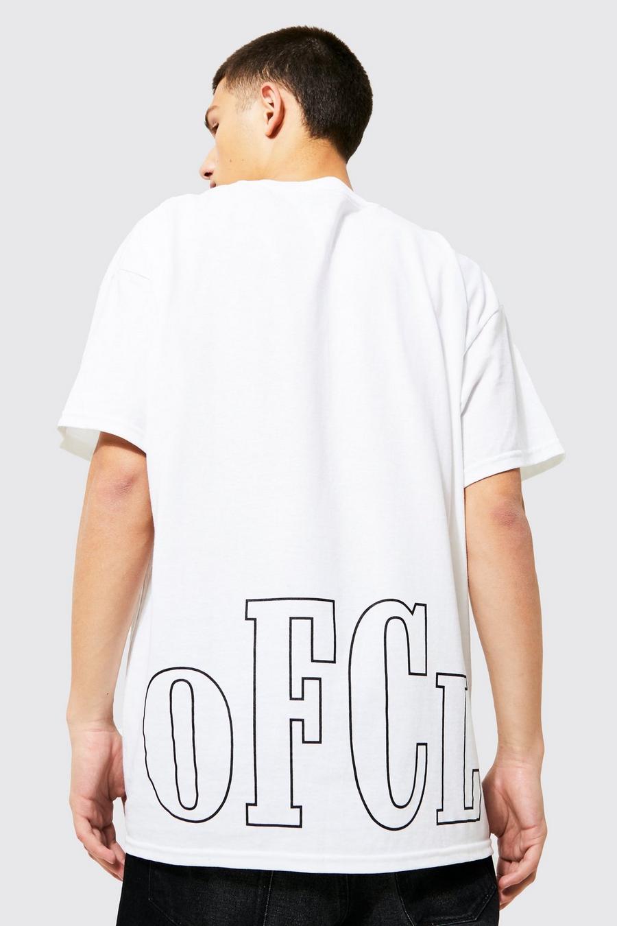 White Oversized Ofcl T-Shirt Met Rugopdruk image number 1