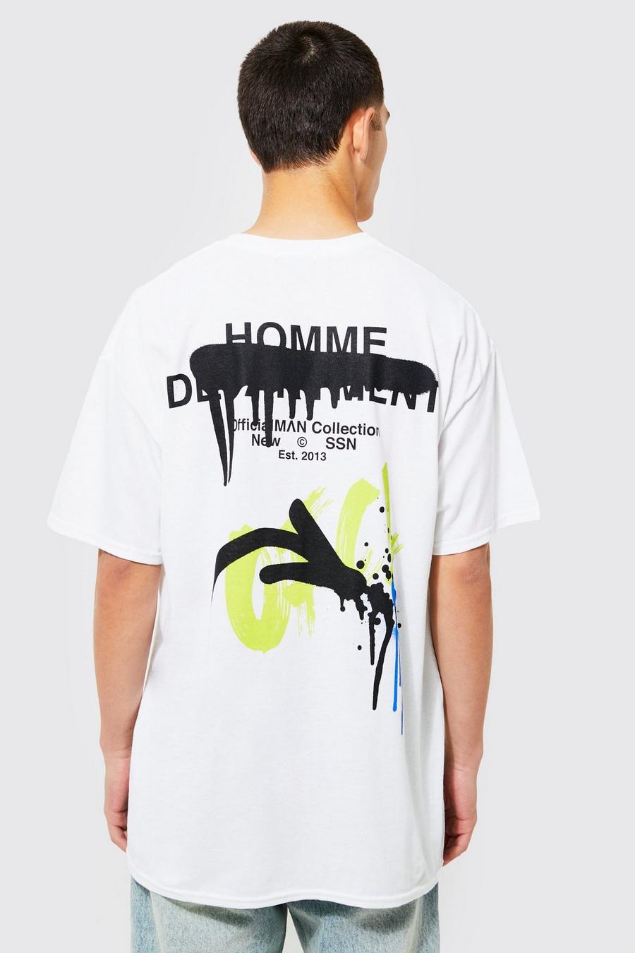 White Oversized Homme Graffiti T-shirt