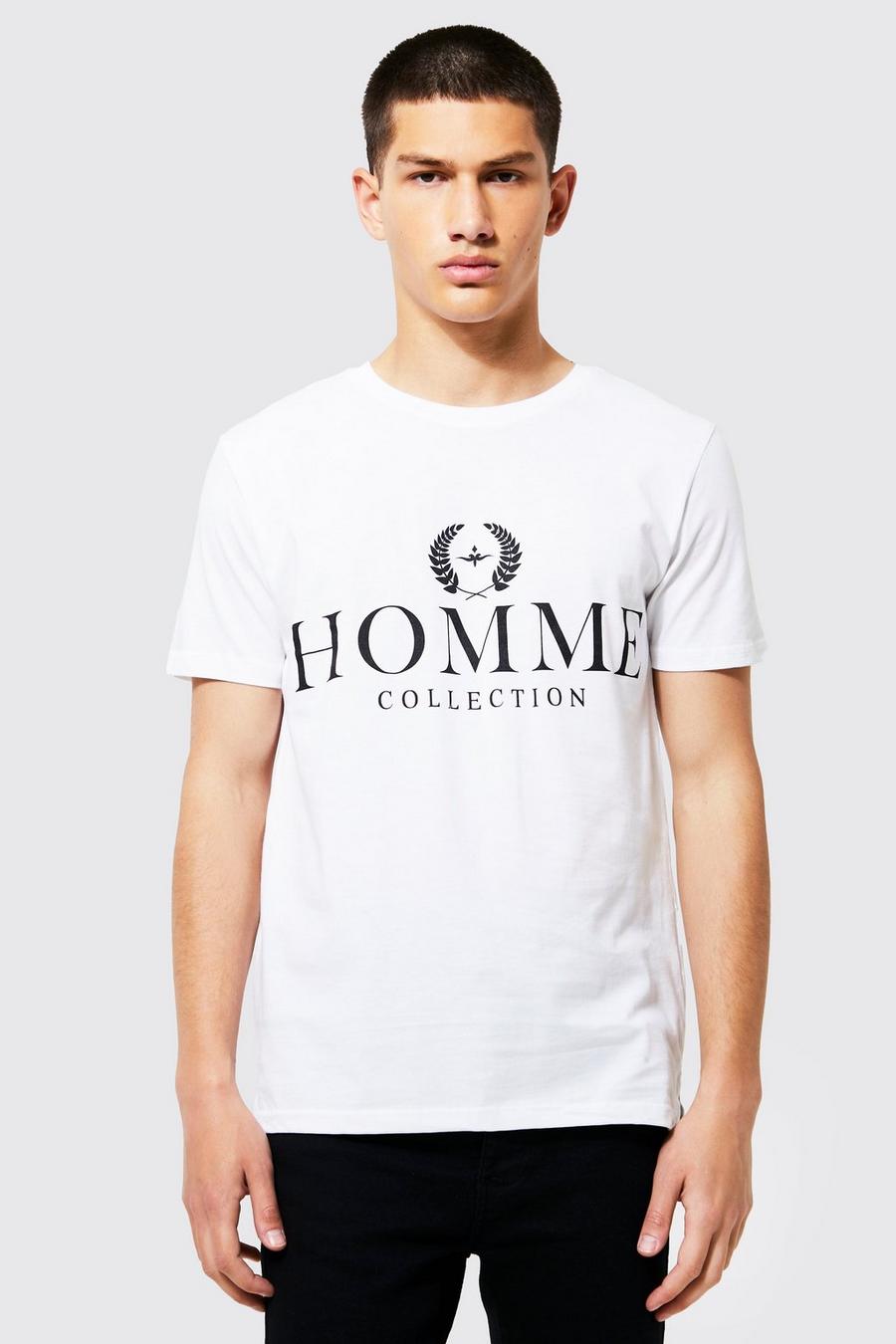 Camiseta Homme con curva en el bajo, White image number 1