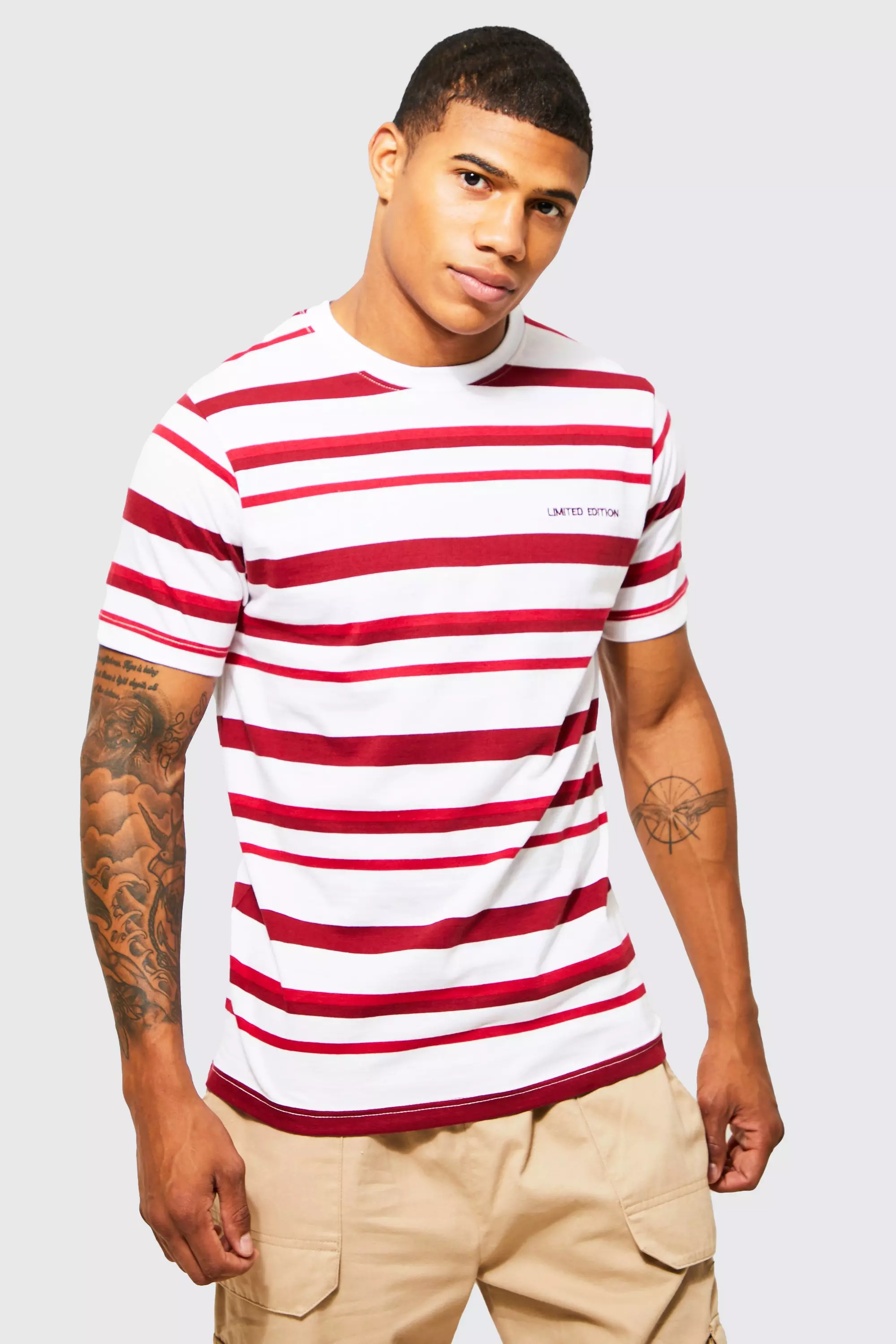 Adidas linear hot sale stripe t shirt