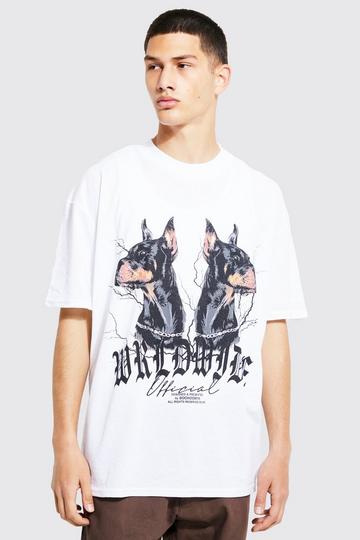 Oversized Doberman Graphic T-shirt white