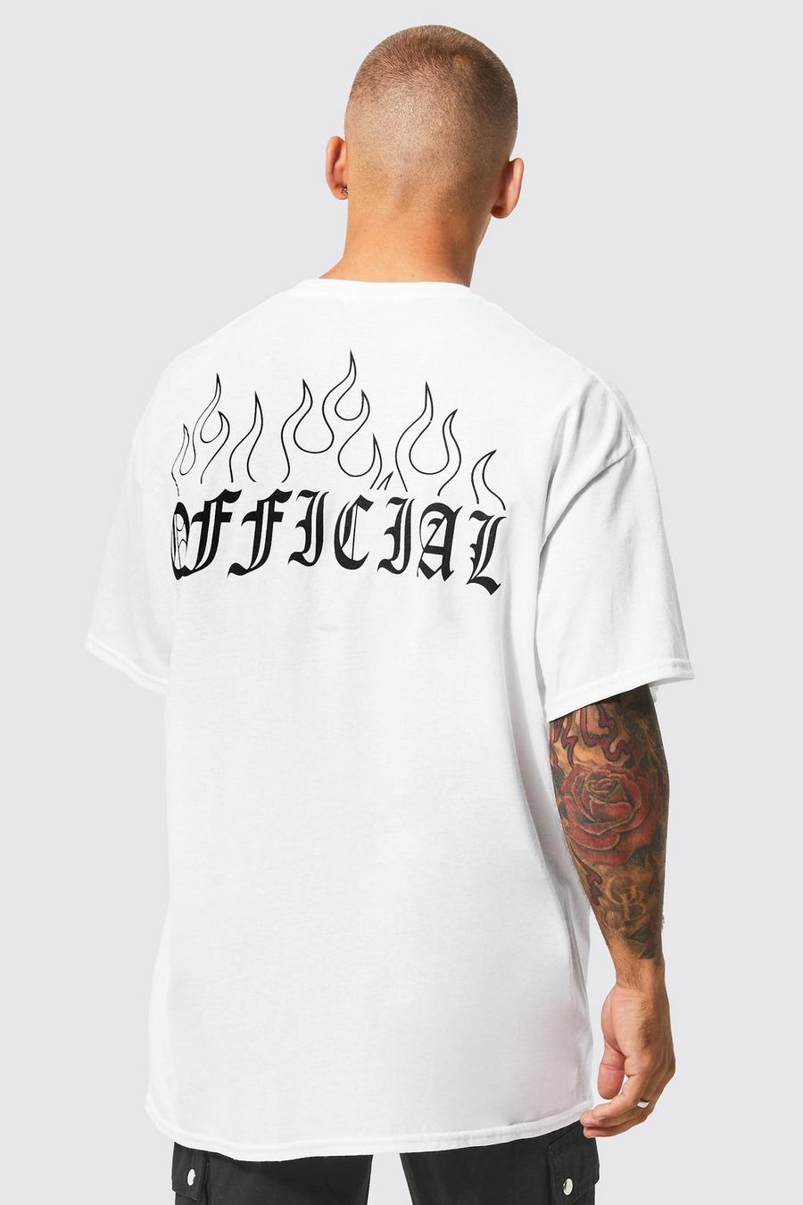 T-shirt Ofcl oversize stile Graffiti, White image number 1