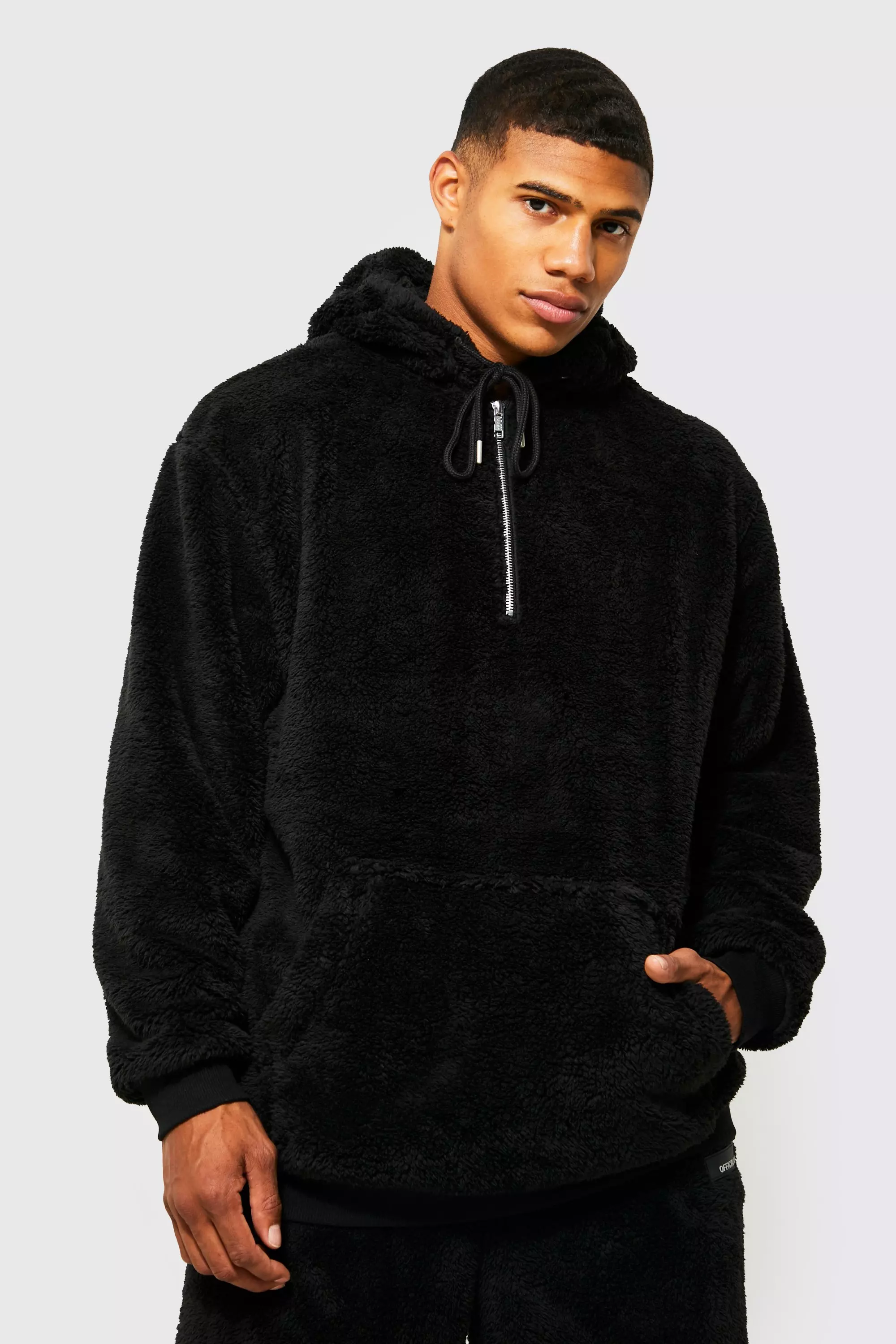 Half zip cheap fur hoodie