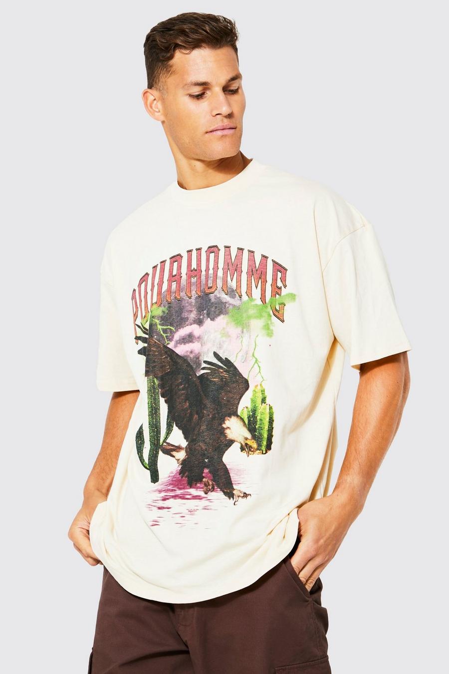 Camiseta Tall con estampado gráfico de águila, Sand image number 1