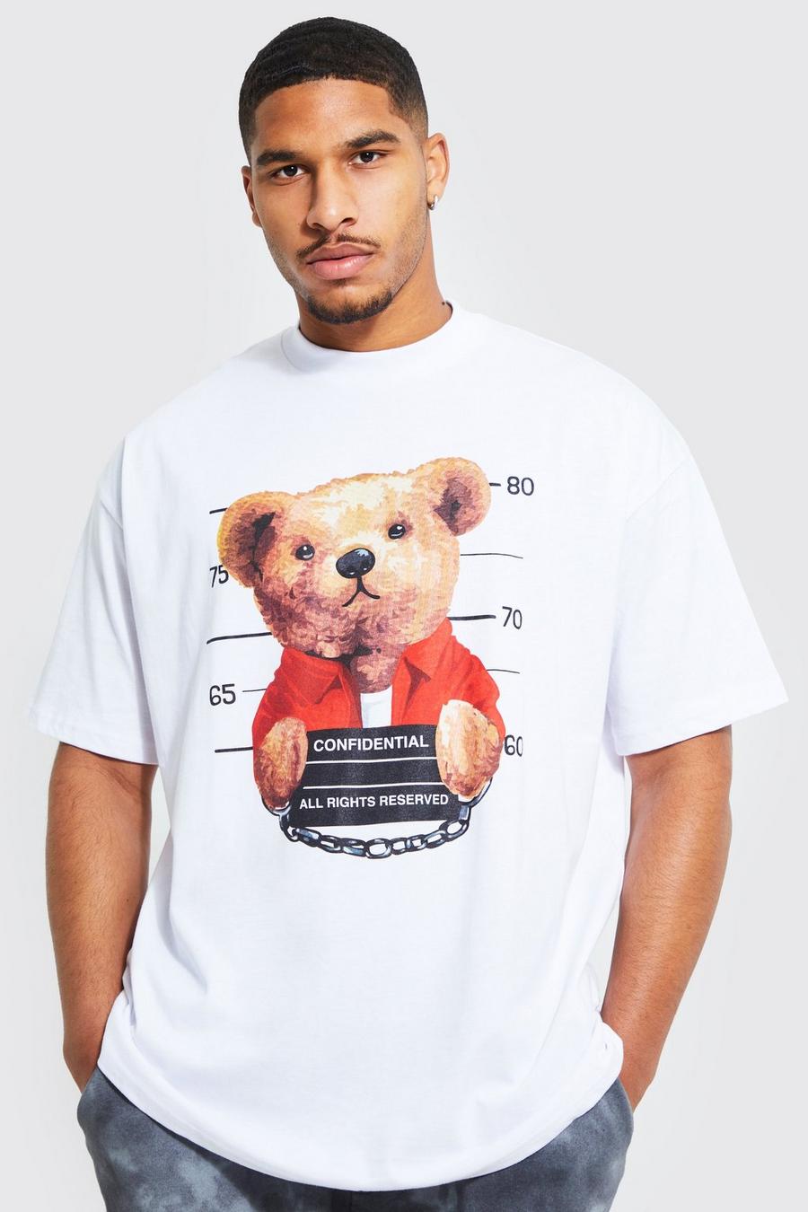 Tall - T-shirt à imprimé ours en peluche, White blanc image number 1