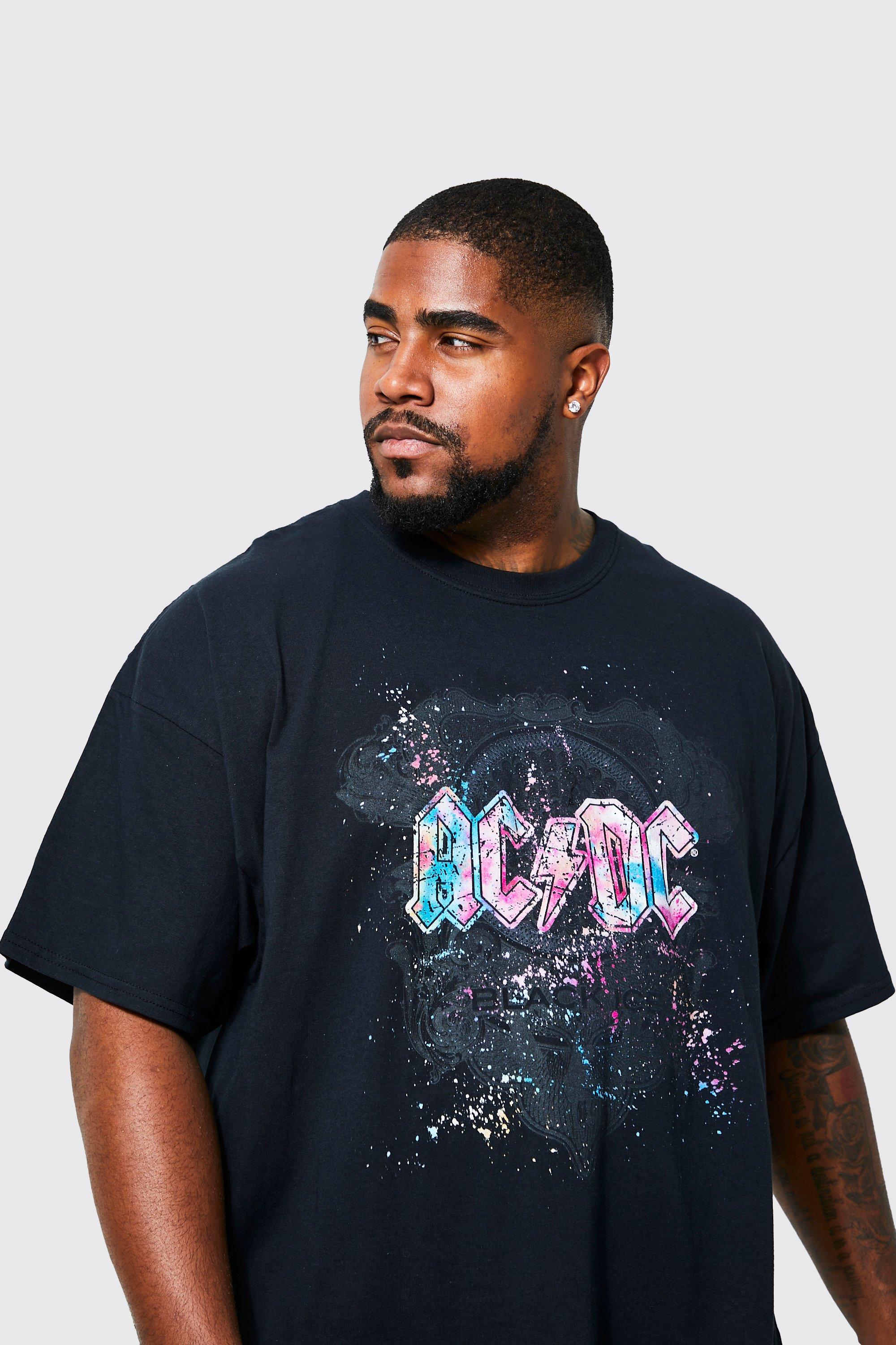 Grande taille T shirt effet tie dye imprim ACDC boohoo