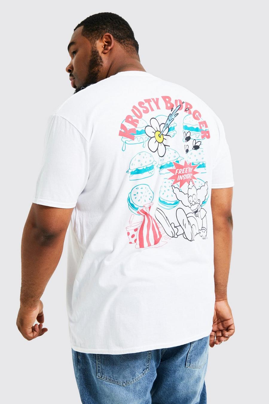 T-shirt Plus Size ufficiale Krusty dei Simpson, White blanco
