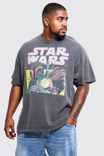 Plus Acid Wash Star Wars License T-shirt charcoal