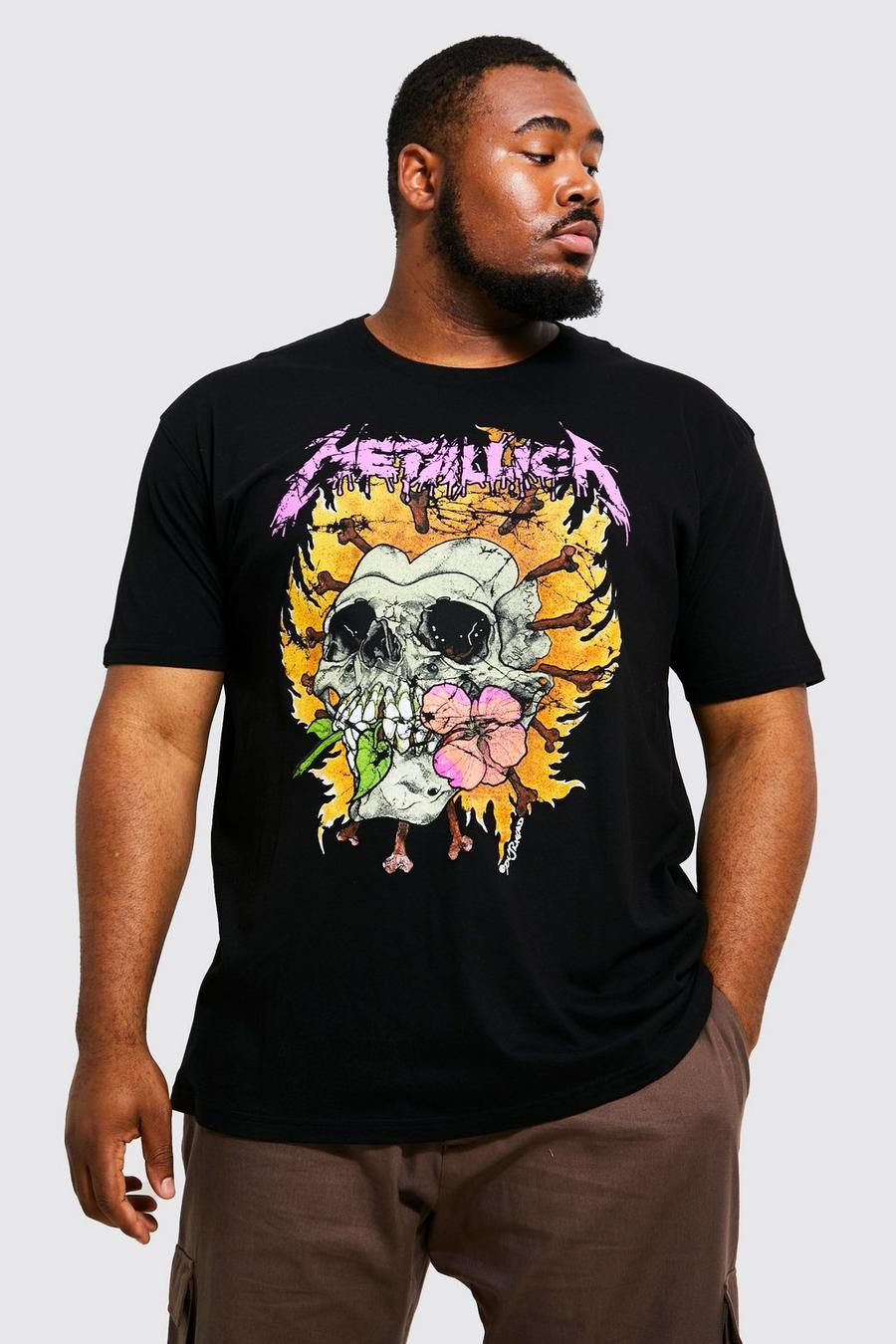 Black Plus Metallica Skull License T-shirt image number 1