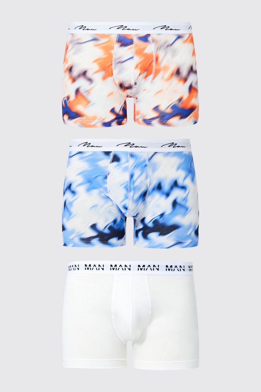 Multi Plus Abstract Tie Dye Print 3 Pack Boxer image number 1