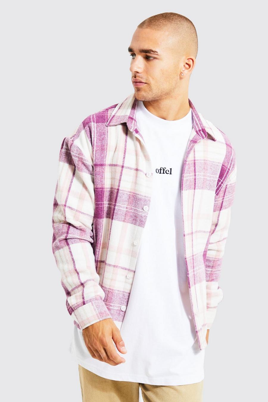 Pink Boxy Long Sleeve Check Overshirt image number 1