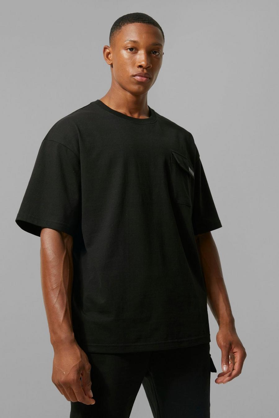 Black Man Active Oversized Cargo Pocket T-shirt image number 1