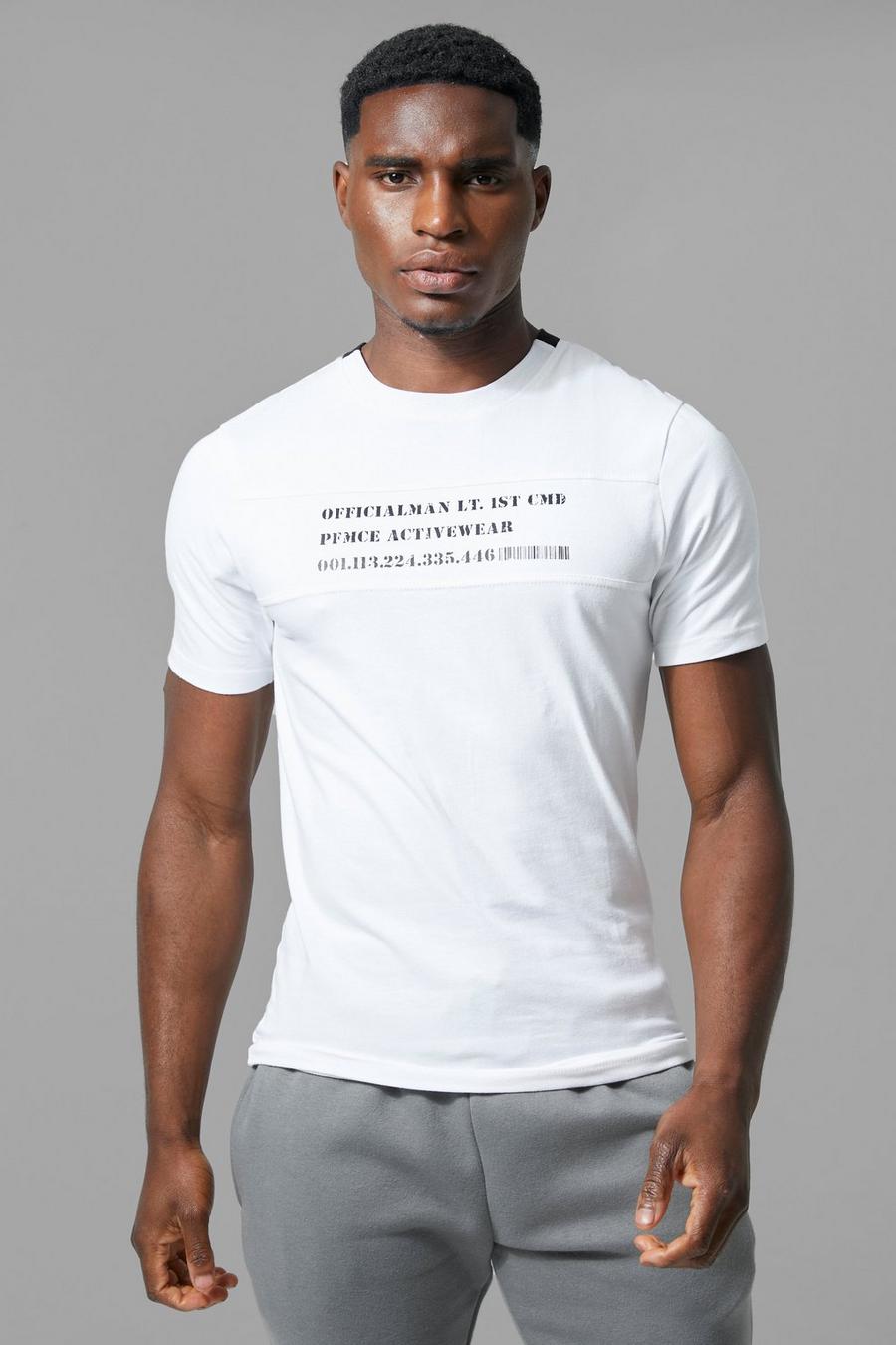 T-shirt de sport moulant imprimé - MAN Active, White image number 1