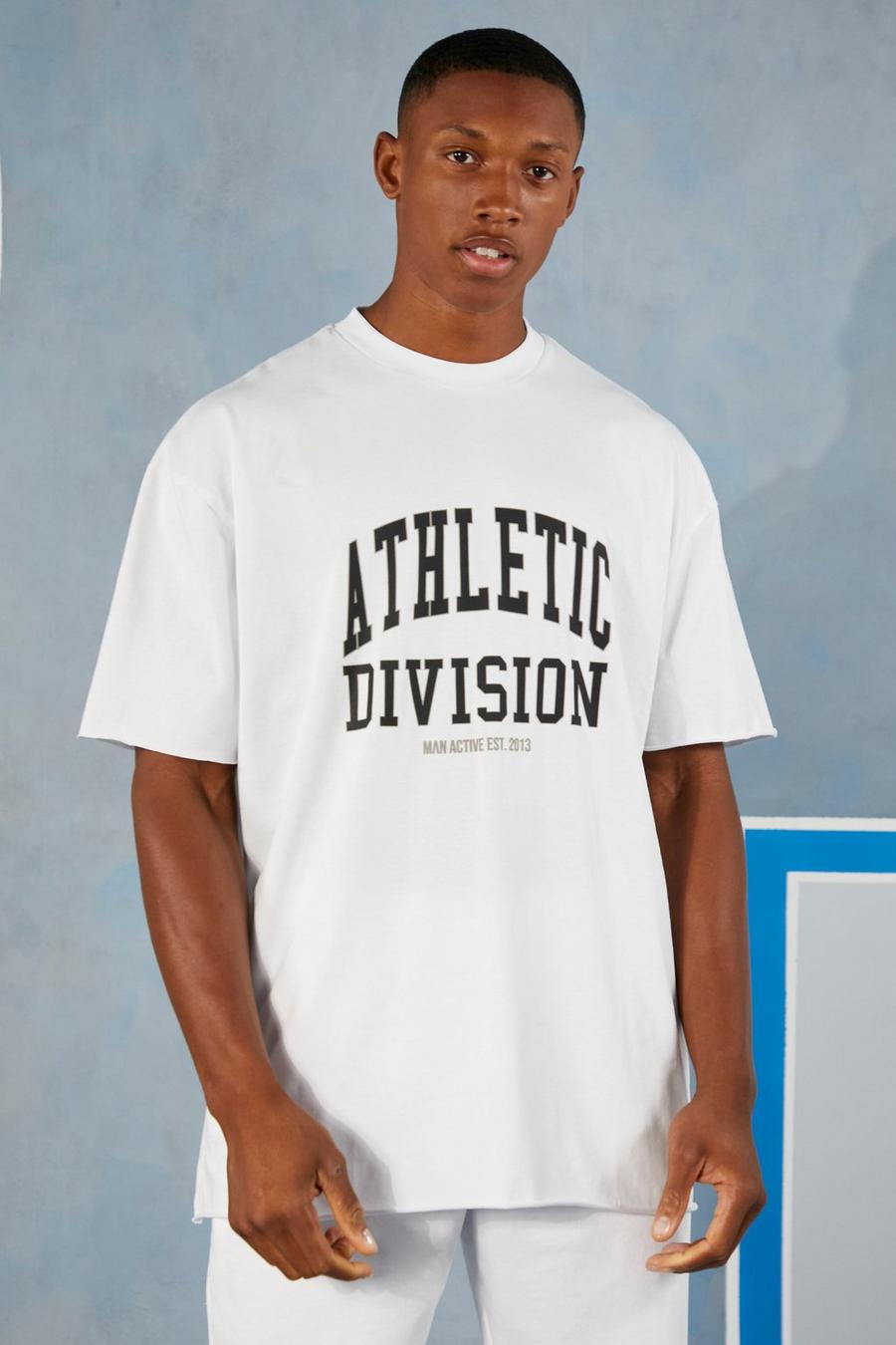 White blanc Man Active Gym Athletic Oversized T-shirt