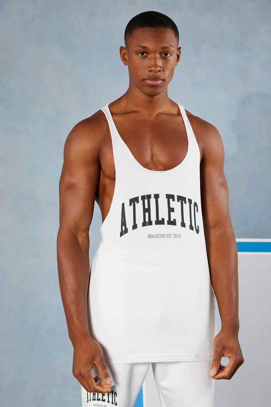 White Man Active Gym Athletic Stringer Vest image number 1