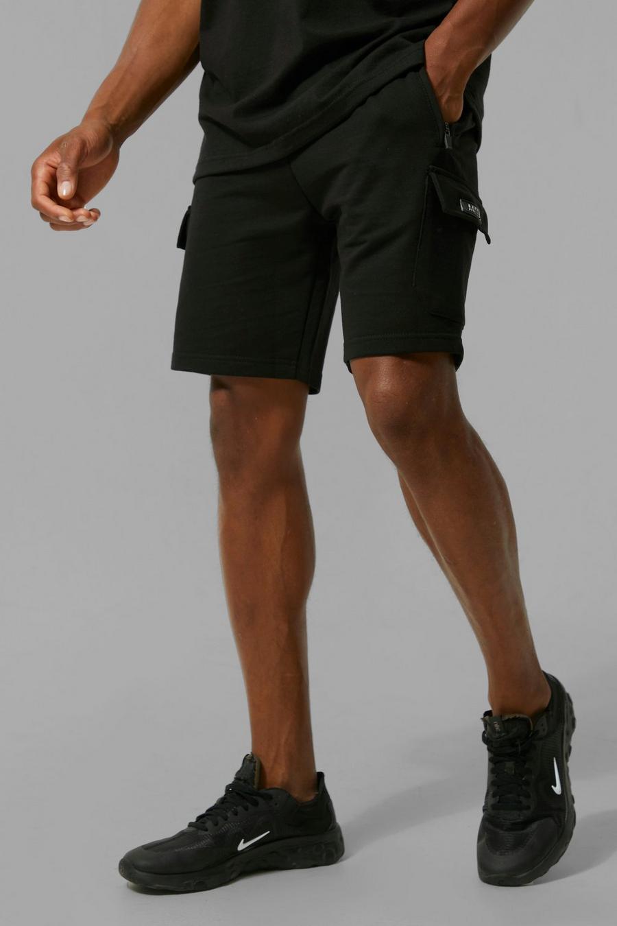 Black Man Active Cargo Pocket Jersey Shorts