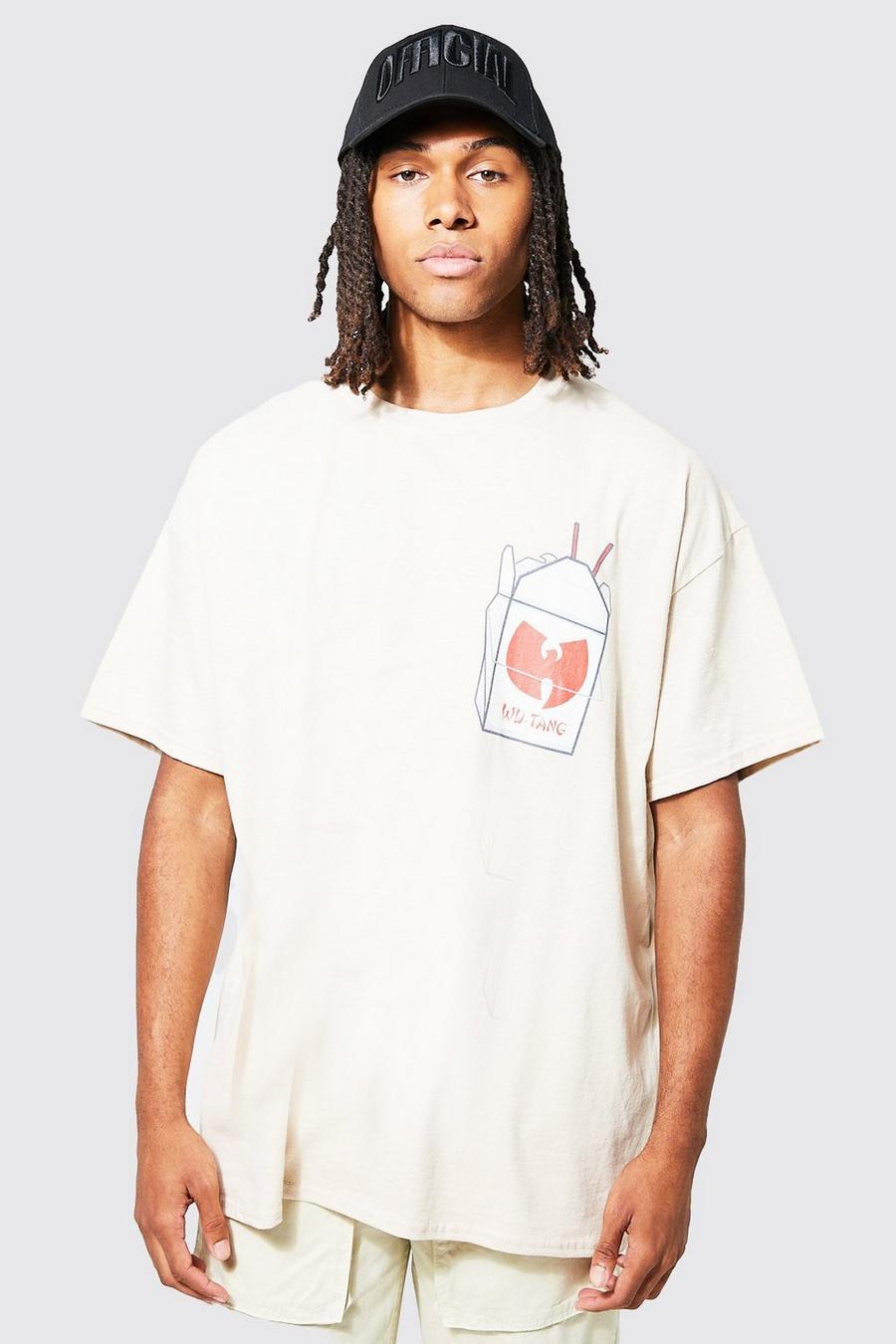 Camiseta oversize con estampado de Wu-Tang Ramen, Sand beis