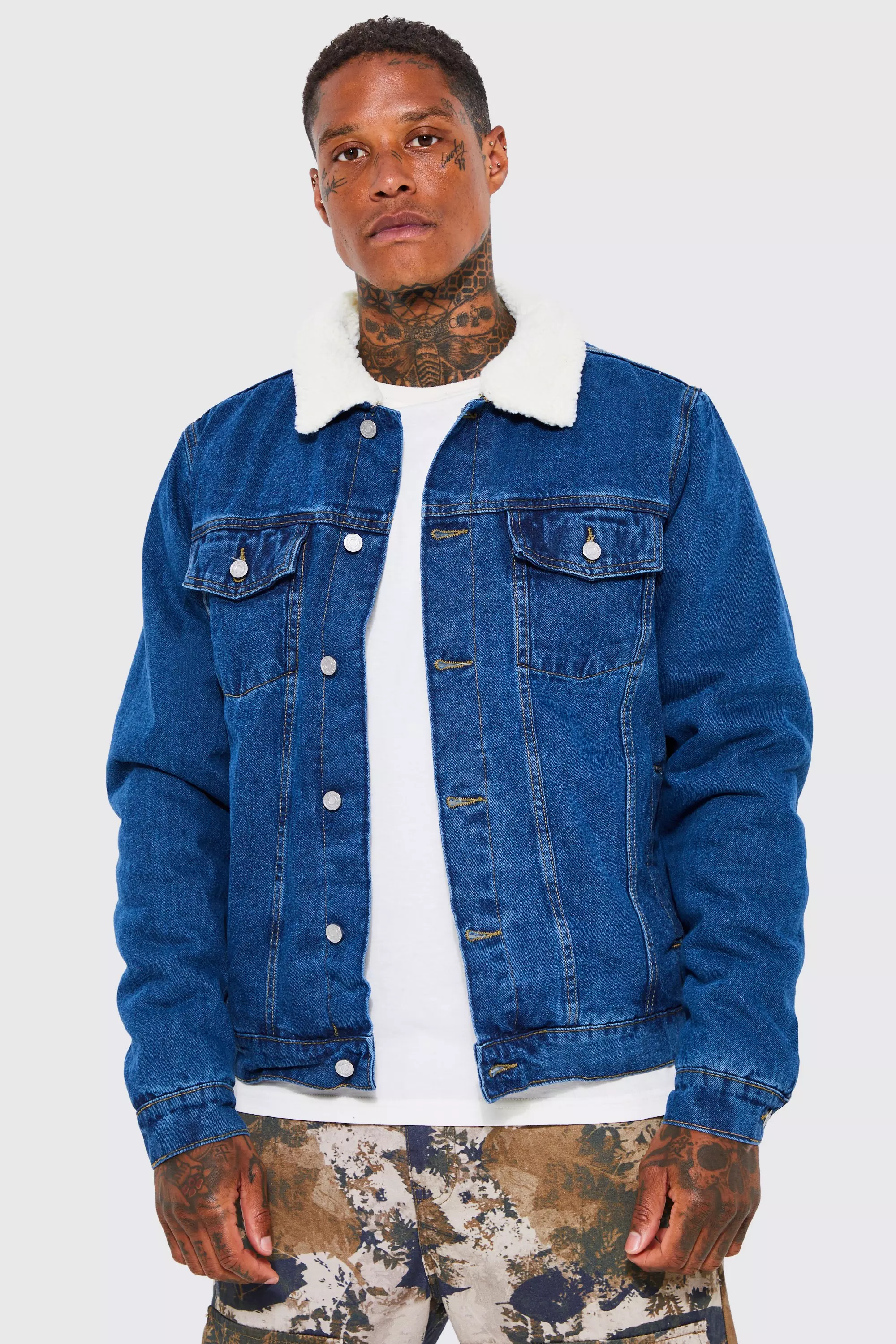 collarless denim jacket h&m