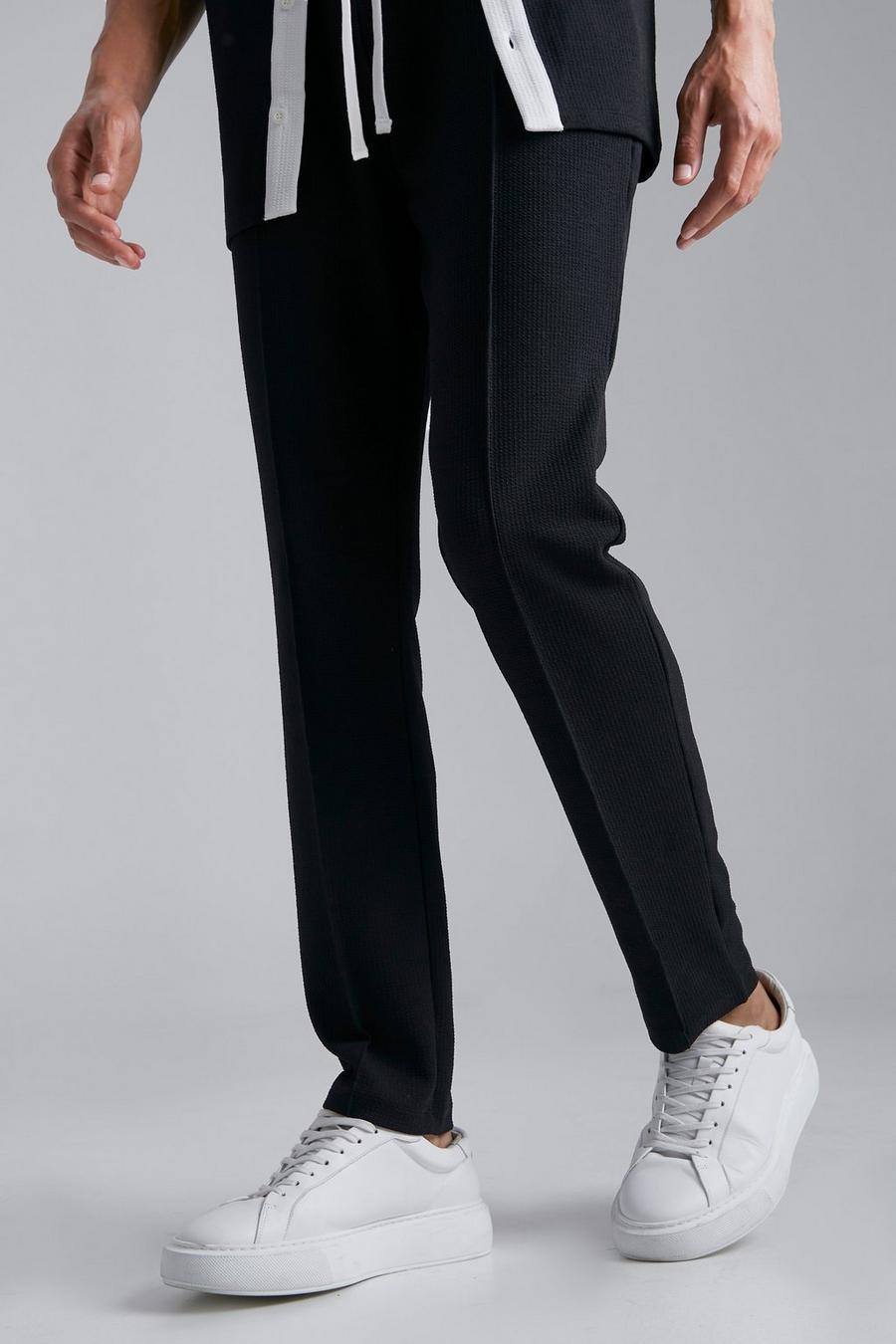 Black noir Tall Skinny Jersey Textured Trousers image number 1