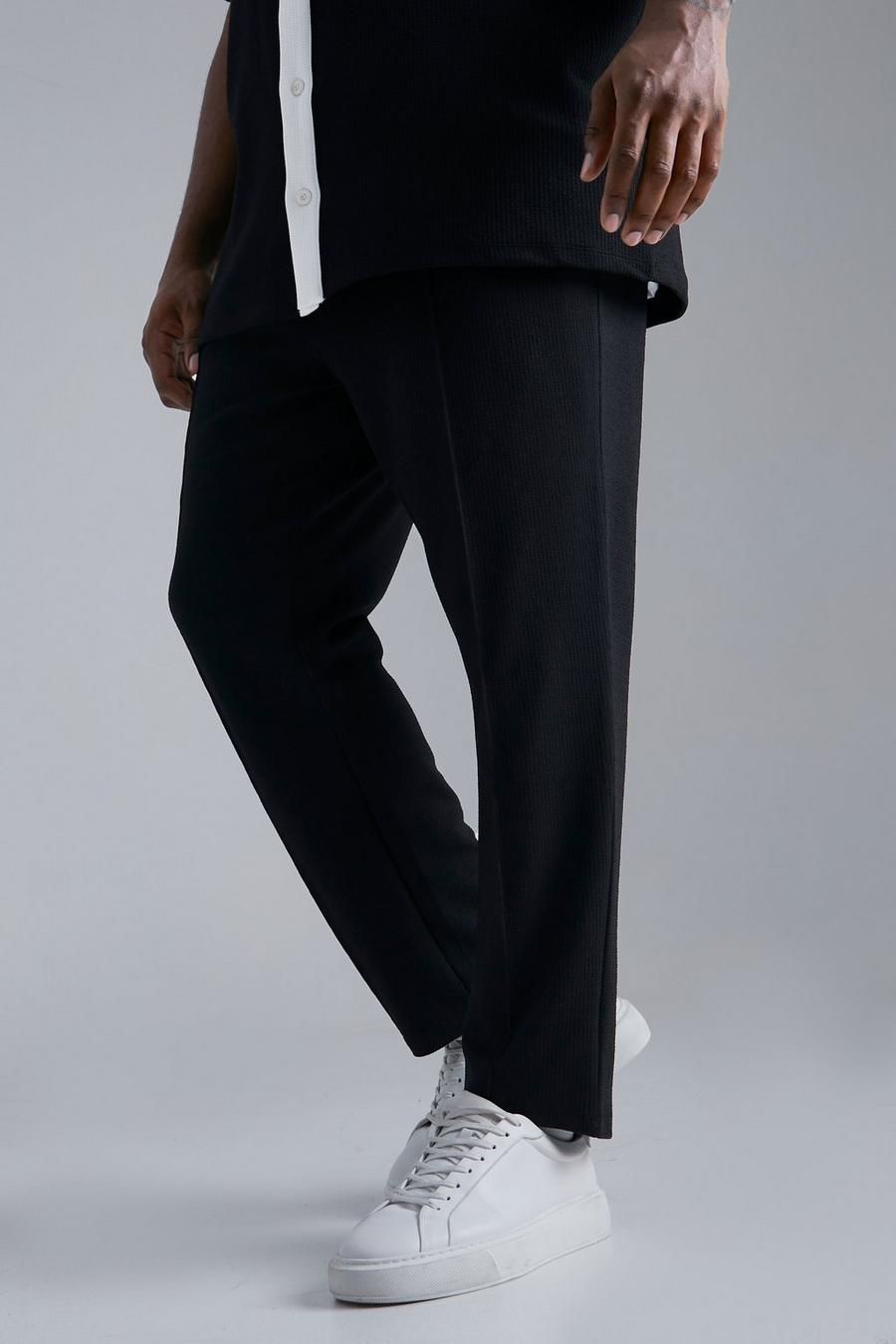 Grande taille - Pantalon texturé en jersey, Black image number 1