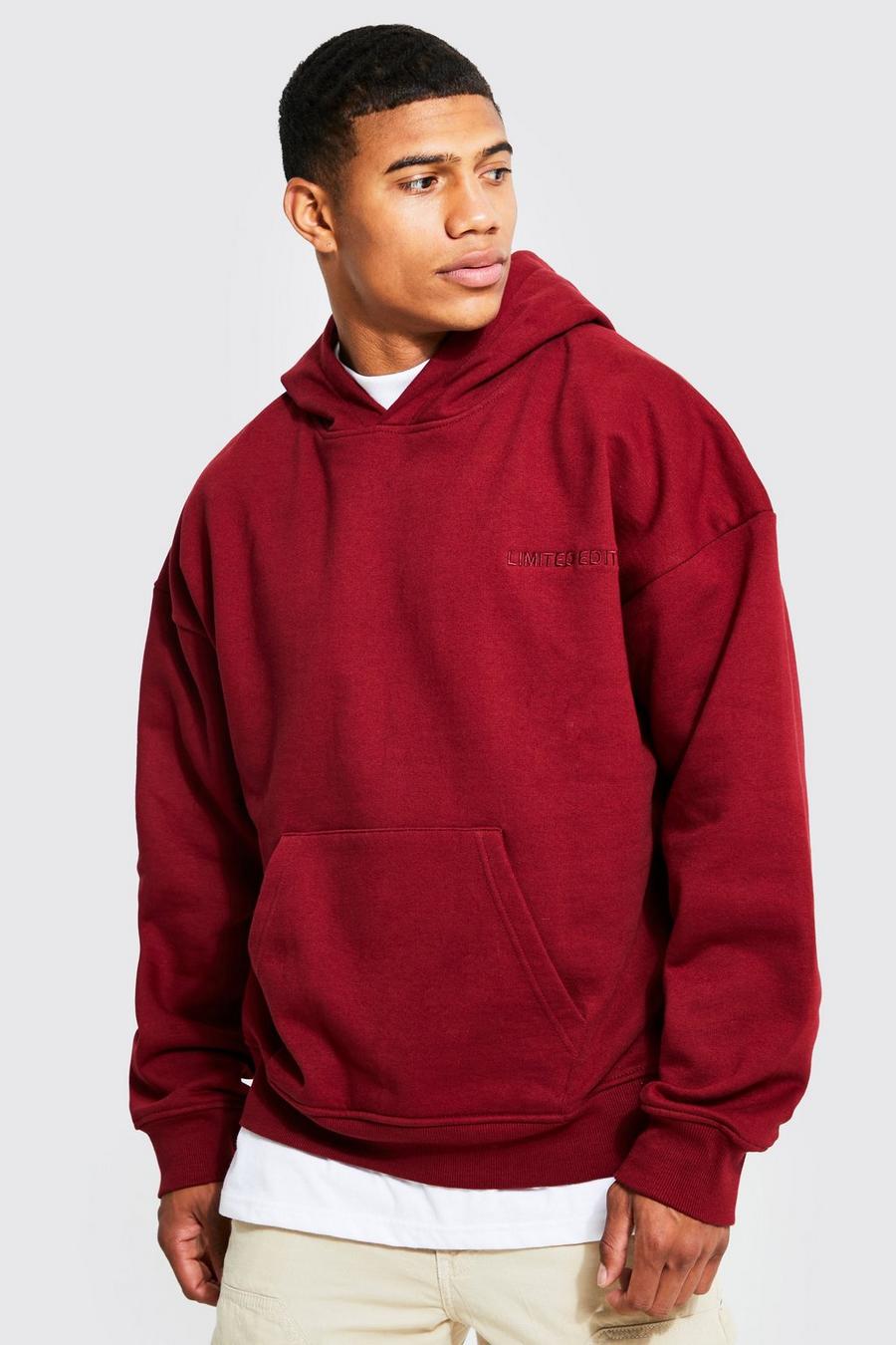 Burgundy Oversized Heavyweight Limited Hoodie image number 1