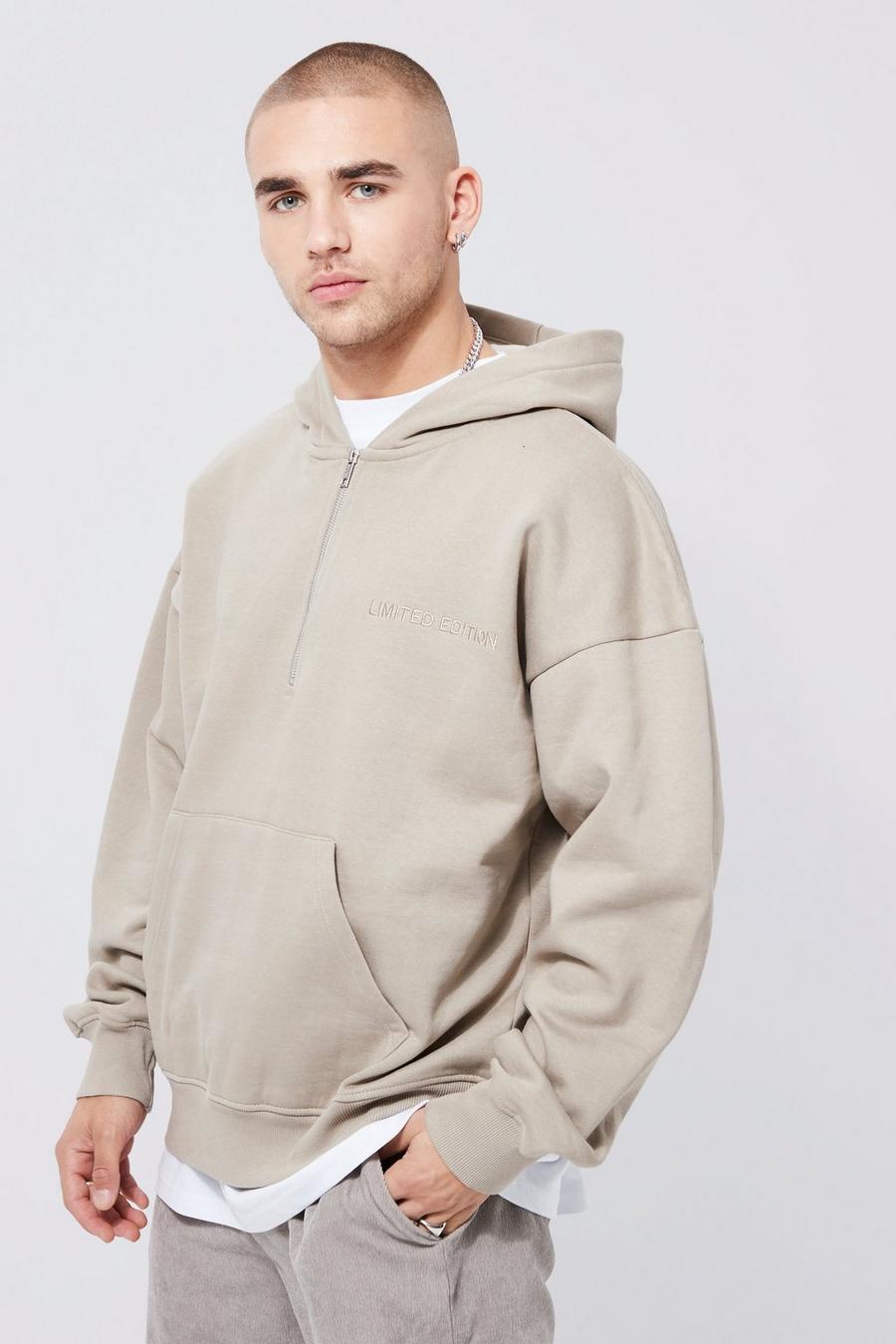 Taupe Oversized Heavyweight Limited Half Zip Sweat image number 1