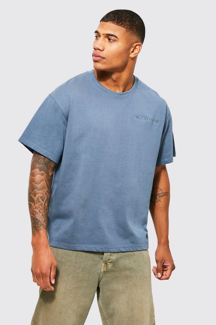 Slate blue Oversized Heavyweight Boxy T-shirt image number 1