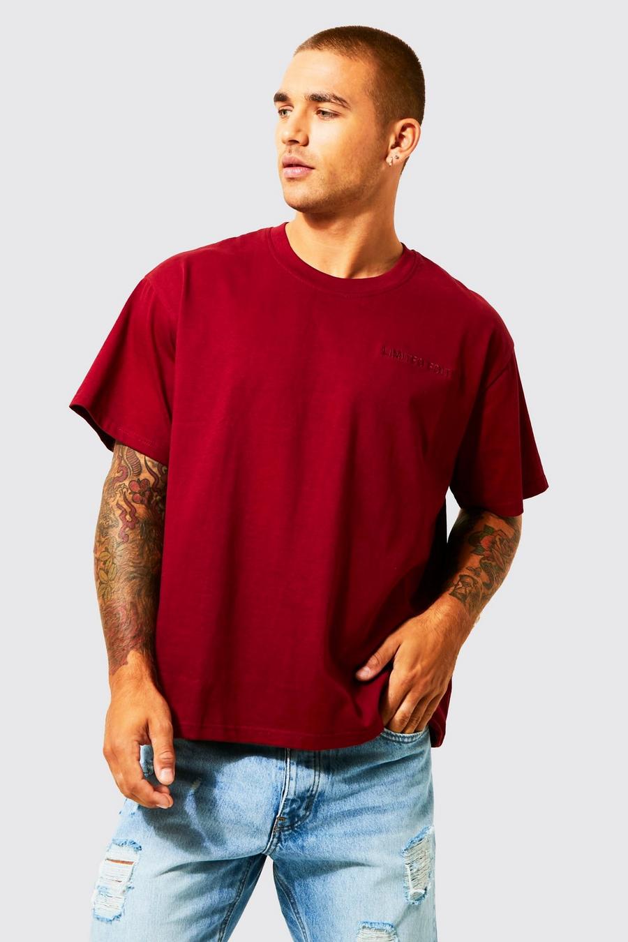 Burgundy rosso Oversized Heavyweight Boxy T-shirt