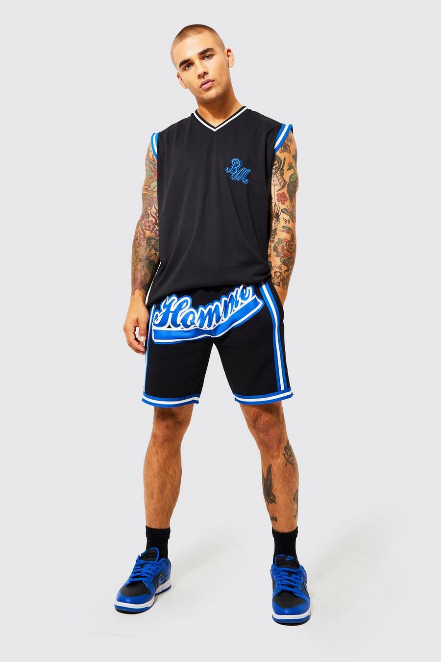 Oversize Basketball Tanktop und Shorts-Set, Black image number 1